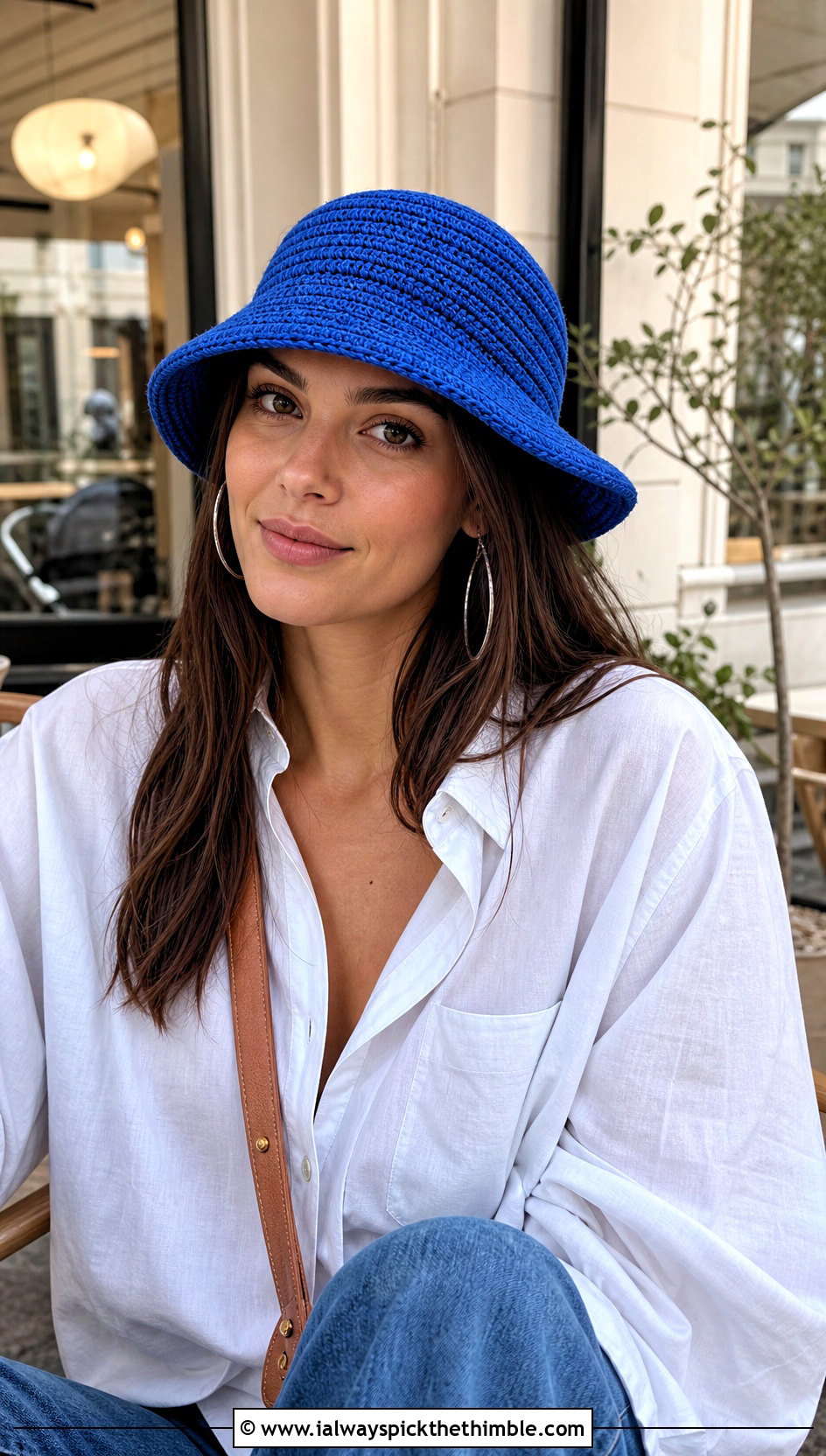 Spiral Crochet Bucket Hat With White Shirt And Jeans - 20 crochet swirl hat outfit ideas
