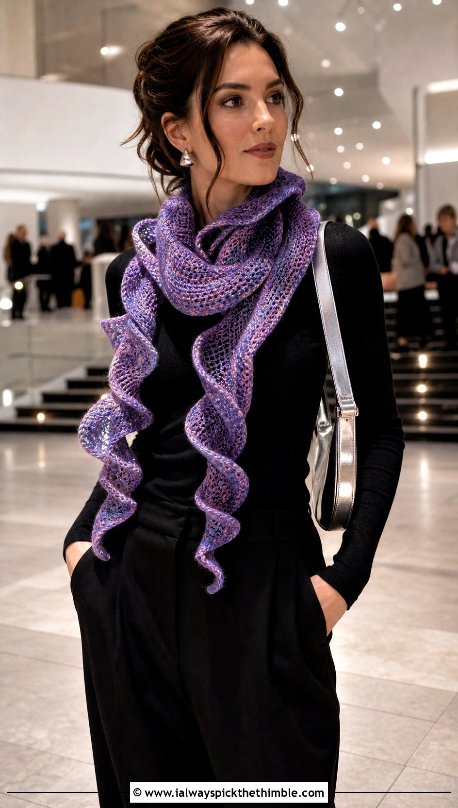Spiral Crochet Scarf With Minimal Black Outfit - 25 easy one skein crochet scarf outfit ideas