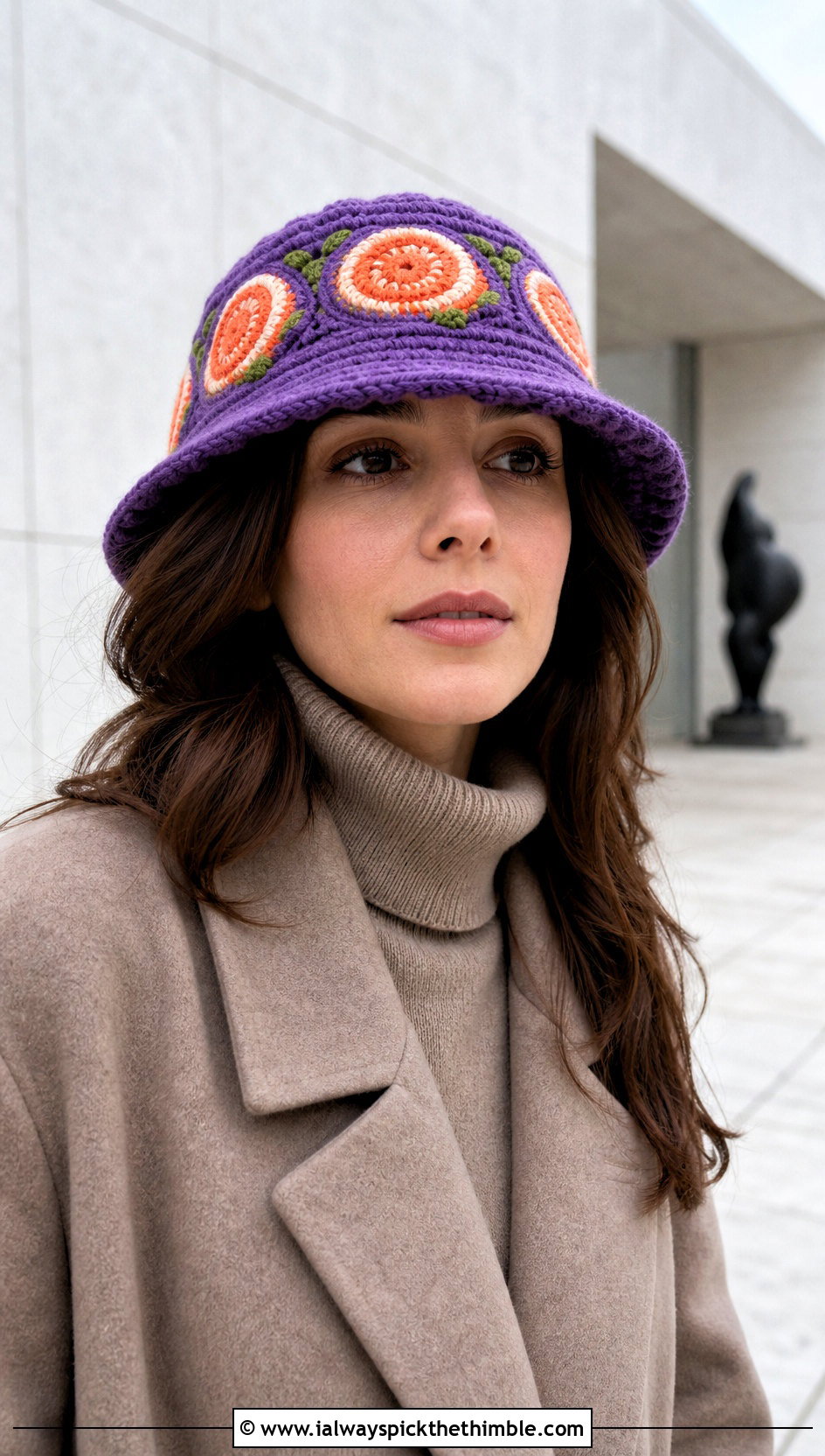 Spiral Crochet Winter Bucket Hat With Monochrome Outfit - 25 crochet winter bucket hat outfit ideas