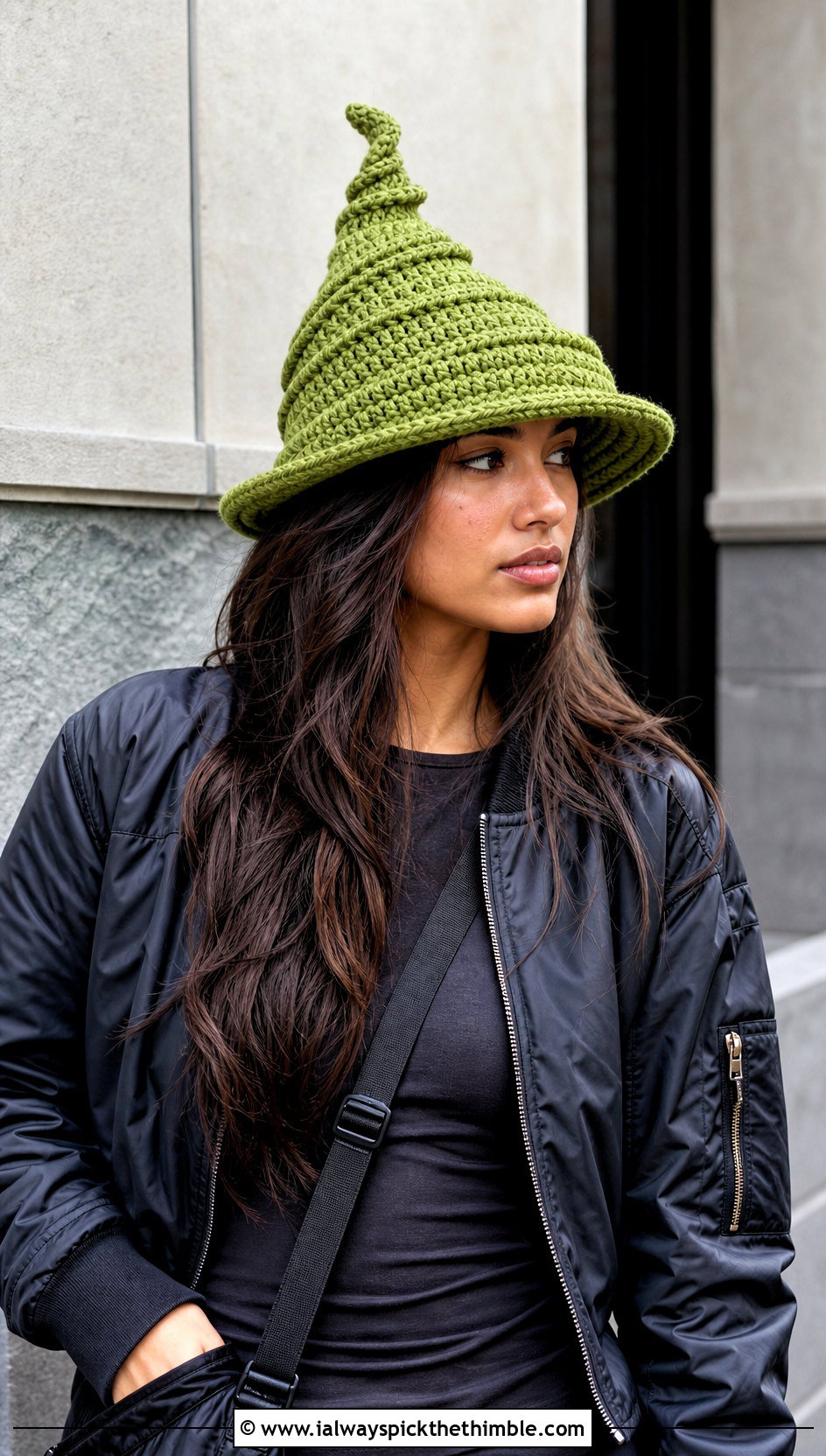 Spiral Crown Crochet Elphaba Hat With Parachute Pants - 20 Crochet Elphaba Hat outfit ideas