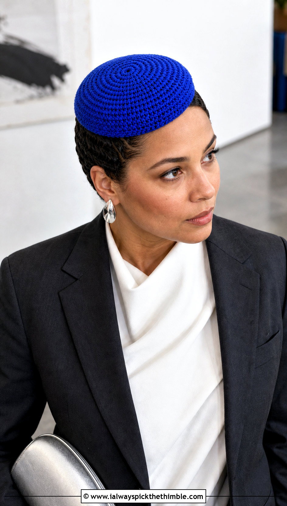 Spiral Crown Crochet Kufi Hat With Asymmetric Top - 25 crochet kufi hat outfit ideas