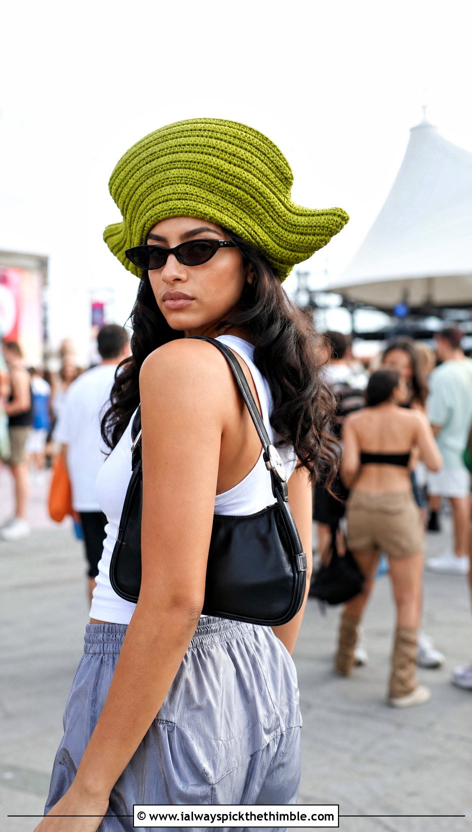 Spiral Crown Crochet Pirate Hat With Tank And Parachute Pants - 25 crochet pirate hat outfit ideas