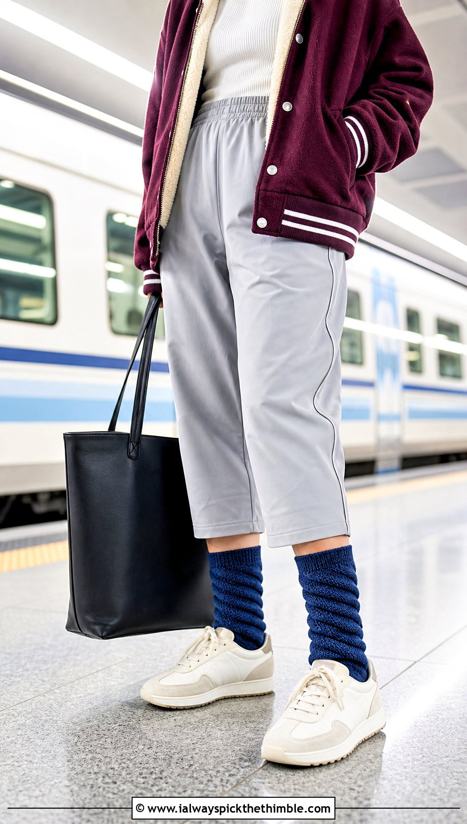 Spiral Ribbed Crochet Socks With Track Pants - 20 crochet winter socks outfit ideas