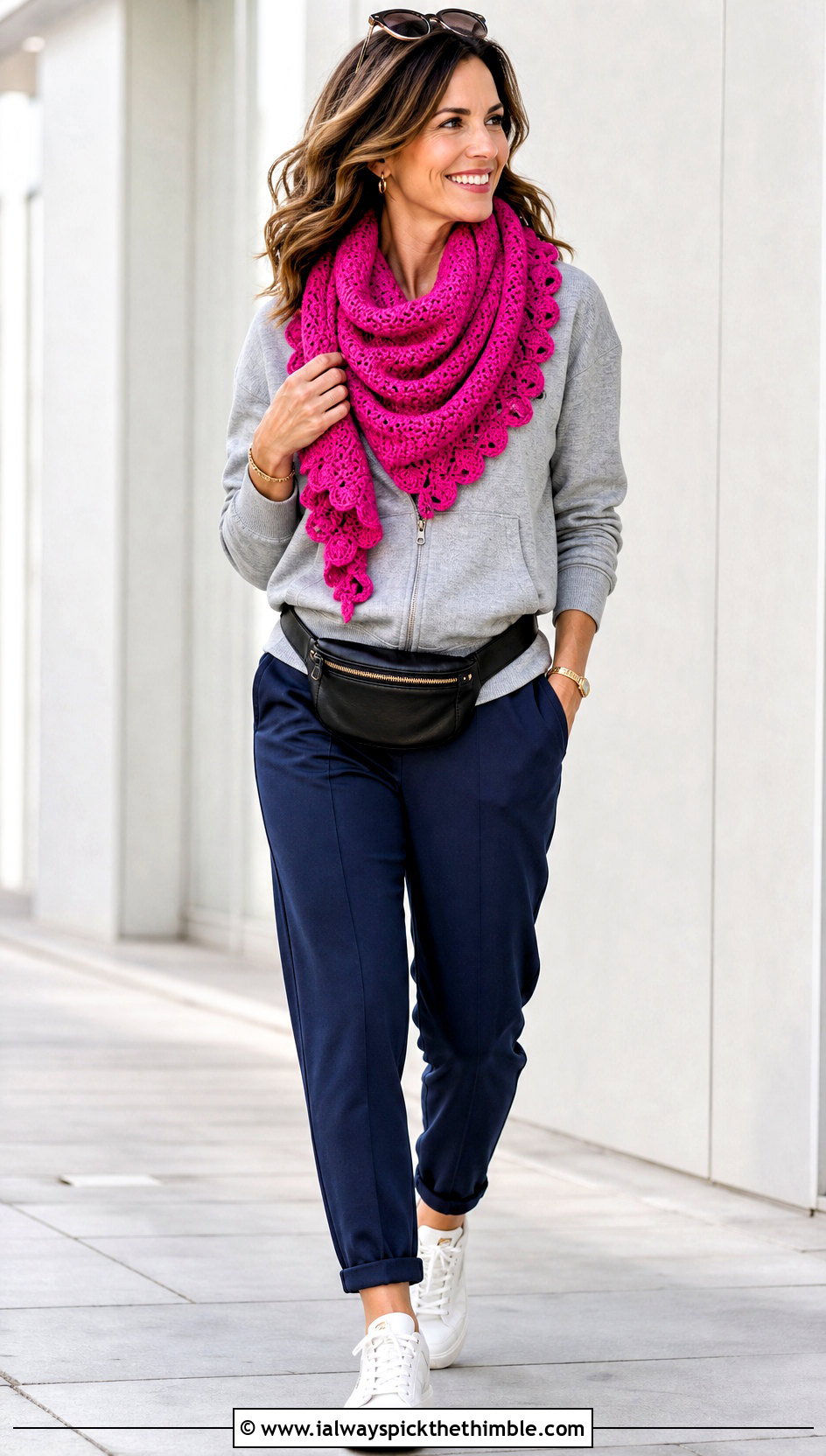 Spiral Roll Up Scarf With Hoodie And Track Pants - 20 Crochet Roll Up Scarf outfit ideas