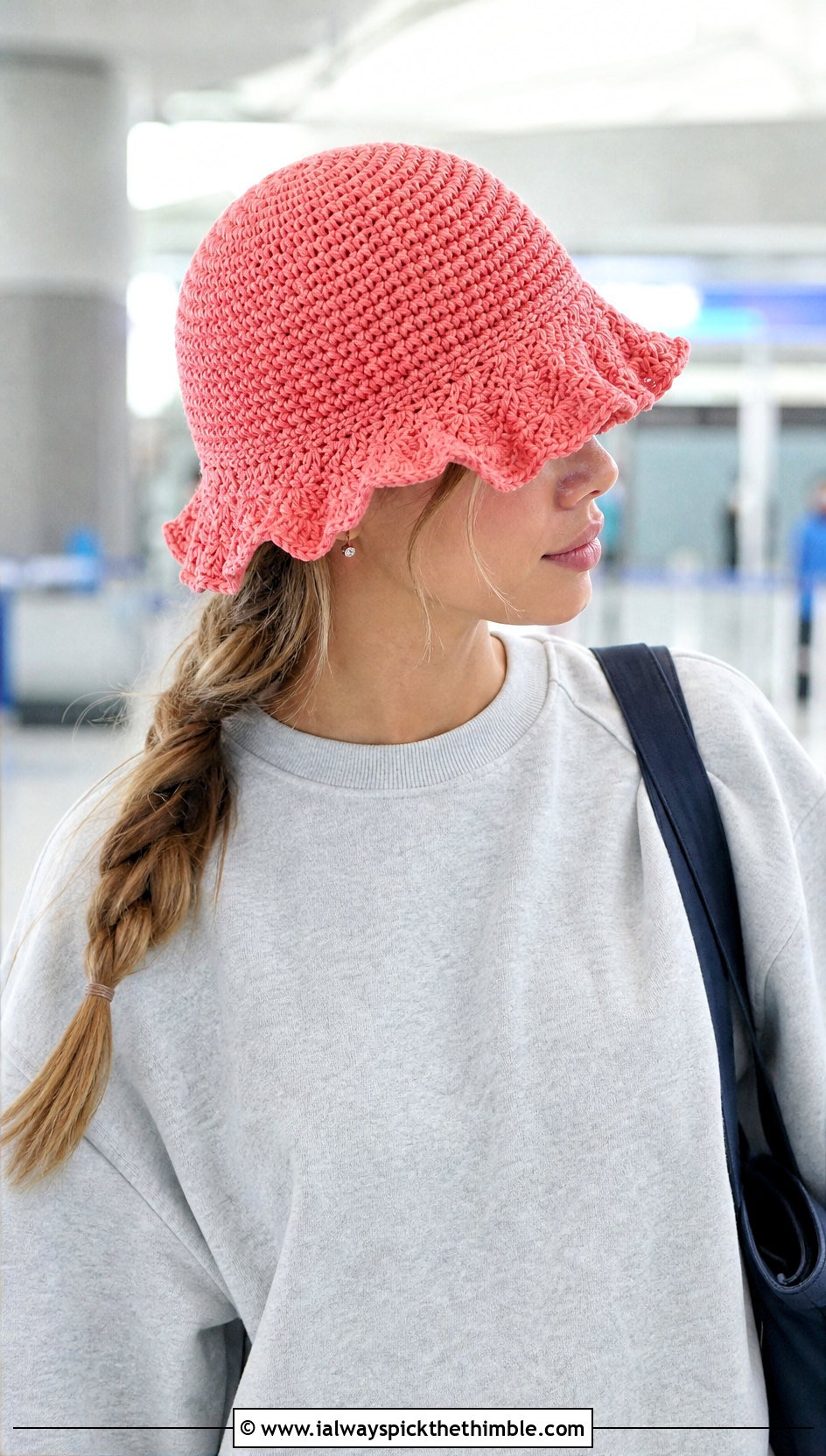 Spiral Ruffle Crochet Bucket Hat With Sweatshirt And Leggings - 20 Frilly Crochet Bucket Hat outfit ideas