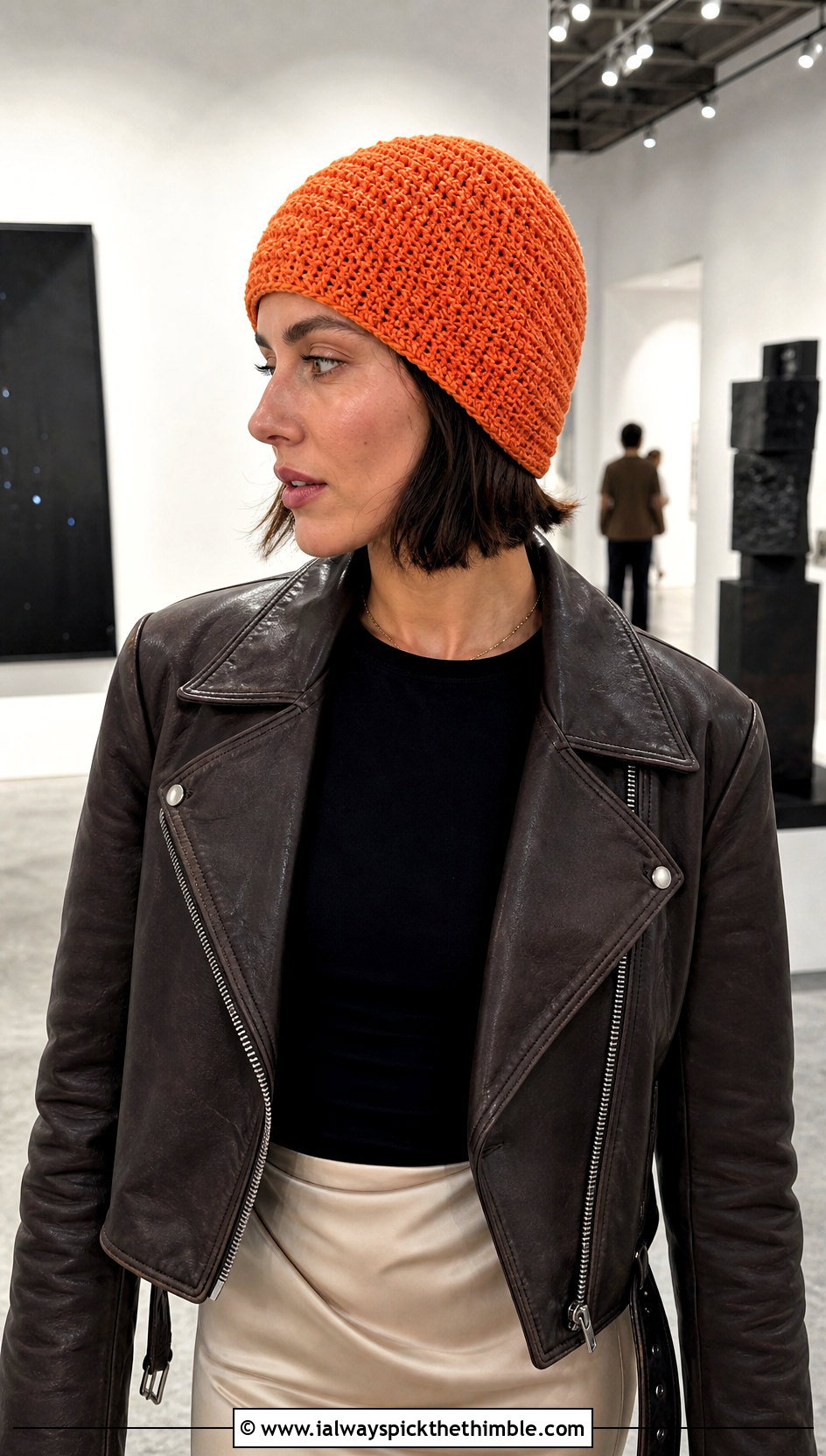 Spiral Single Crochet Beanie With Satin Slip Skirt - 25 single crochet beanie outfit ideas