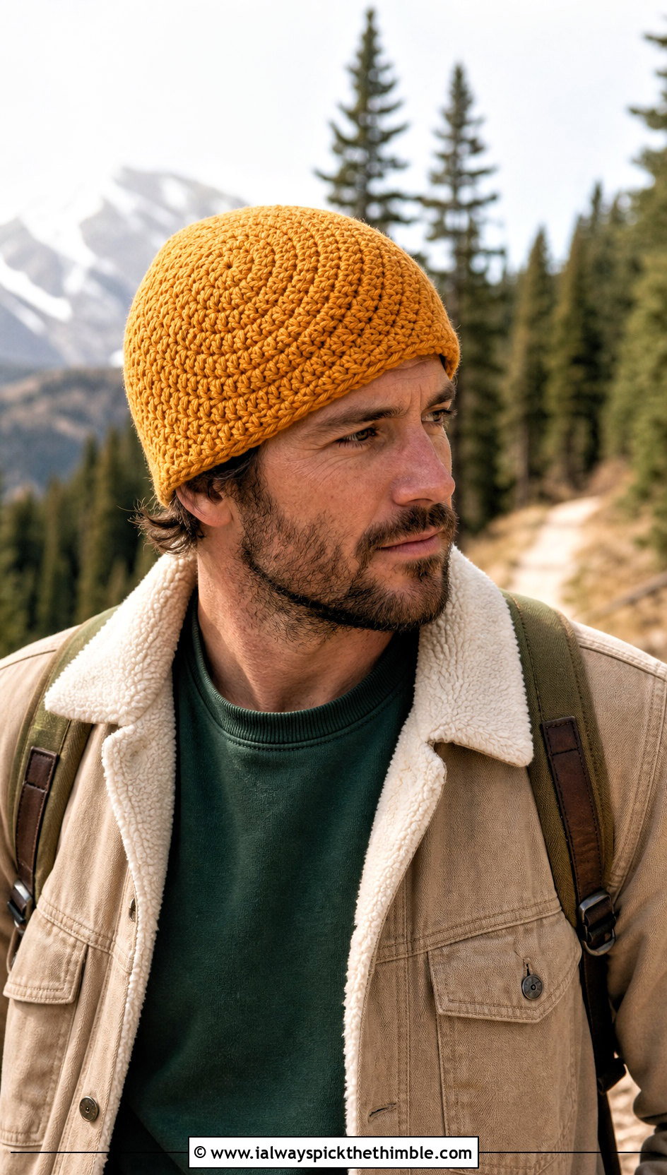 Spiral Stitch Brawny Beanie With Sherpa Jacket - 15 brawny beanie men's crochet hat outfit ideas