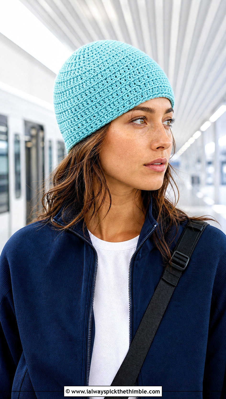 Spiral Stitch Crochet Fisherman Beanie With Tracksuit - 25 crochet fisherman beanie outfit ideas