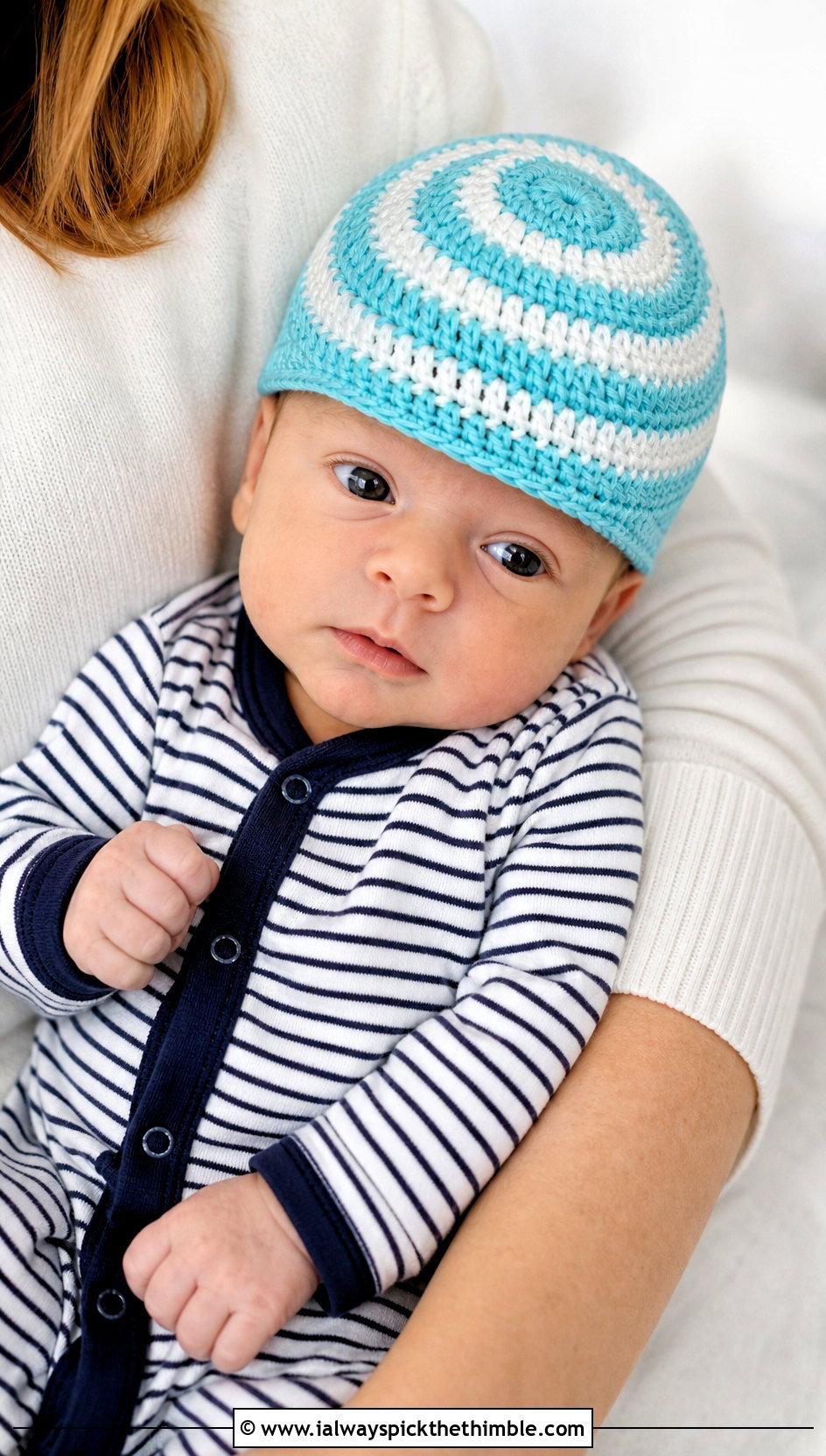 Spiral Stitch Crochet Preemie Hat With Striped Sleeper - 20 crochet premie hats outfit ideas