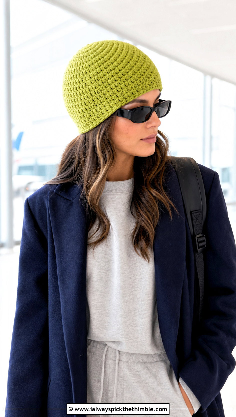 Spiral Stitch Crocheted Beanie With Tracksuit And Long Coat - 25 crocheted beanies outfit ideas