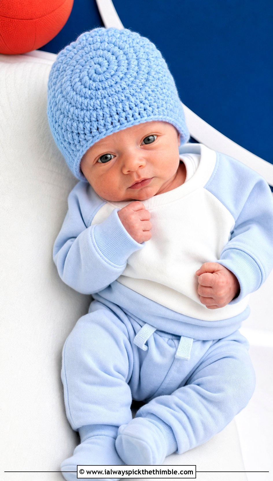 Spiral Stitch Preemie Crochet Beanie With Colorblock Set - 20 premie crochet hat outfit ideas