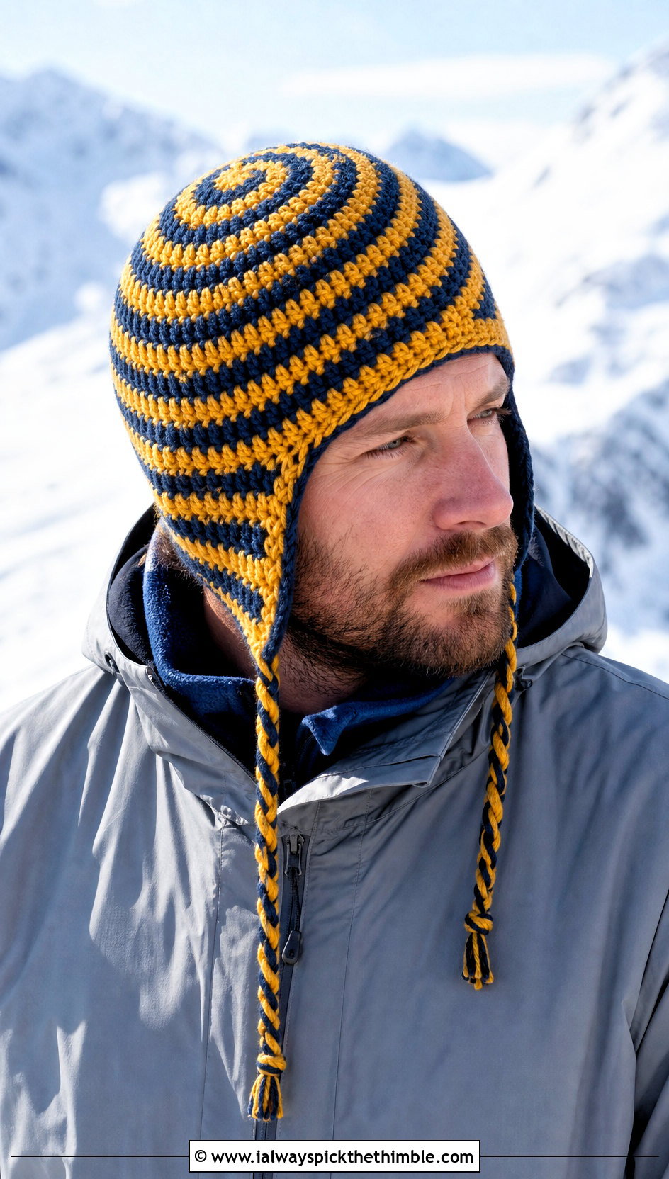 Spiral Stripe Crochet Earflap Hat With Ski Outfit - 20 Mens Crochet Earflap Hat outfit ideas