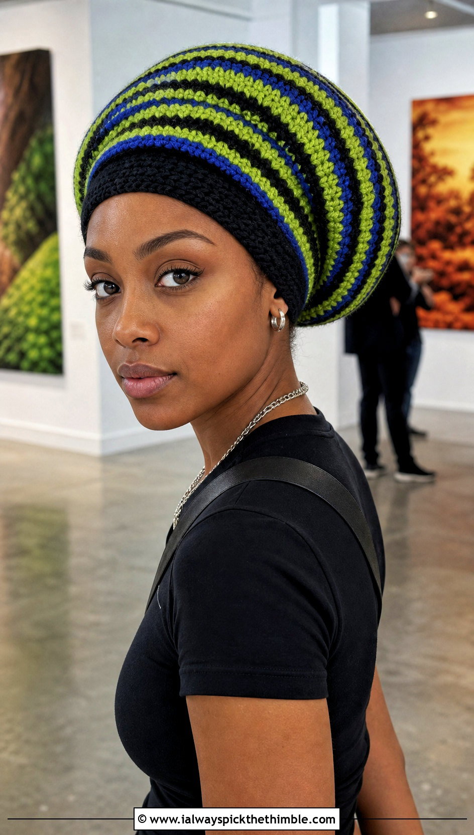 Spiral Stripe Rasta Tam With Monochrome Outfit - 20 crochet rasta beanie outfit ideas