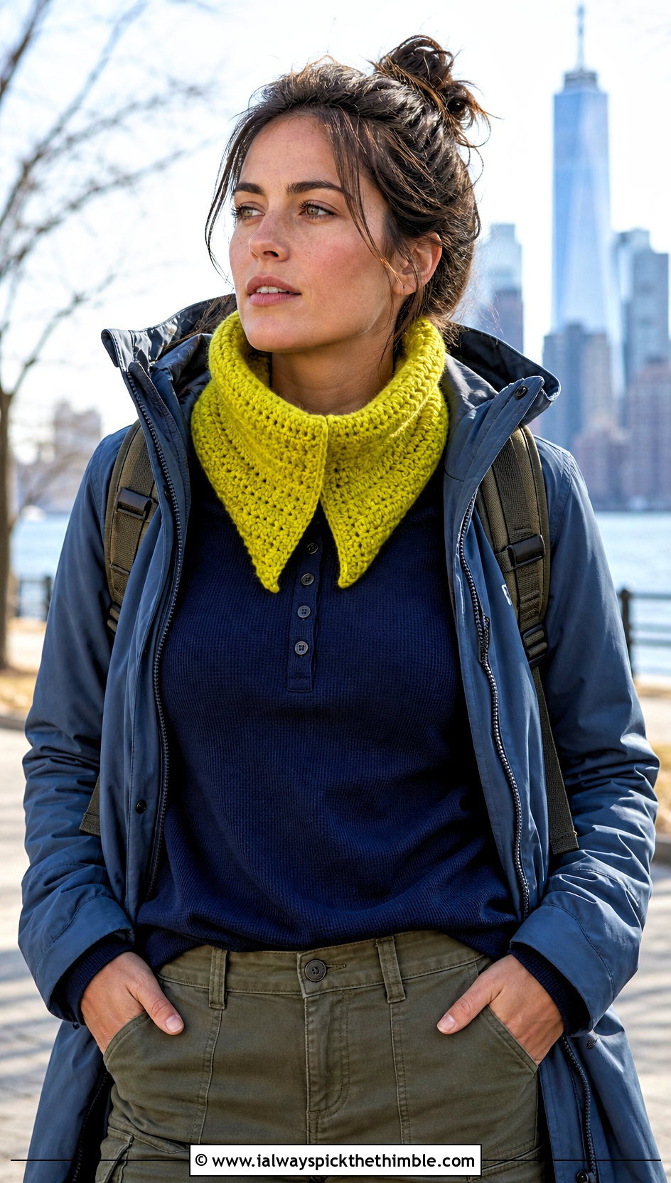 Split Neck Crochet Cowl With Parka - 25 crochet cowl neck warmer outfit ideas
