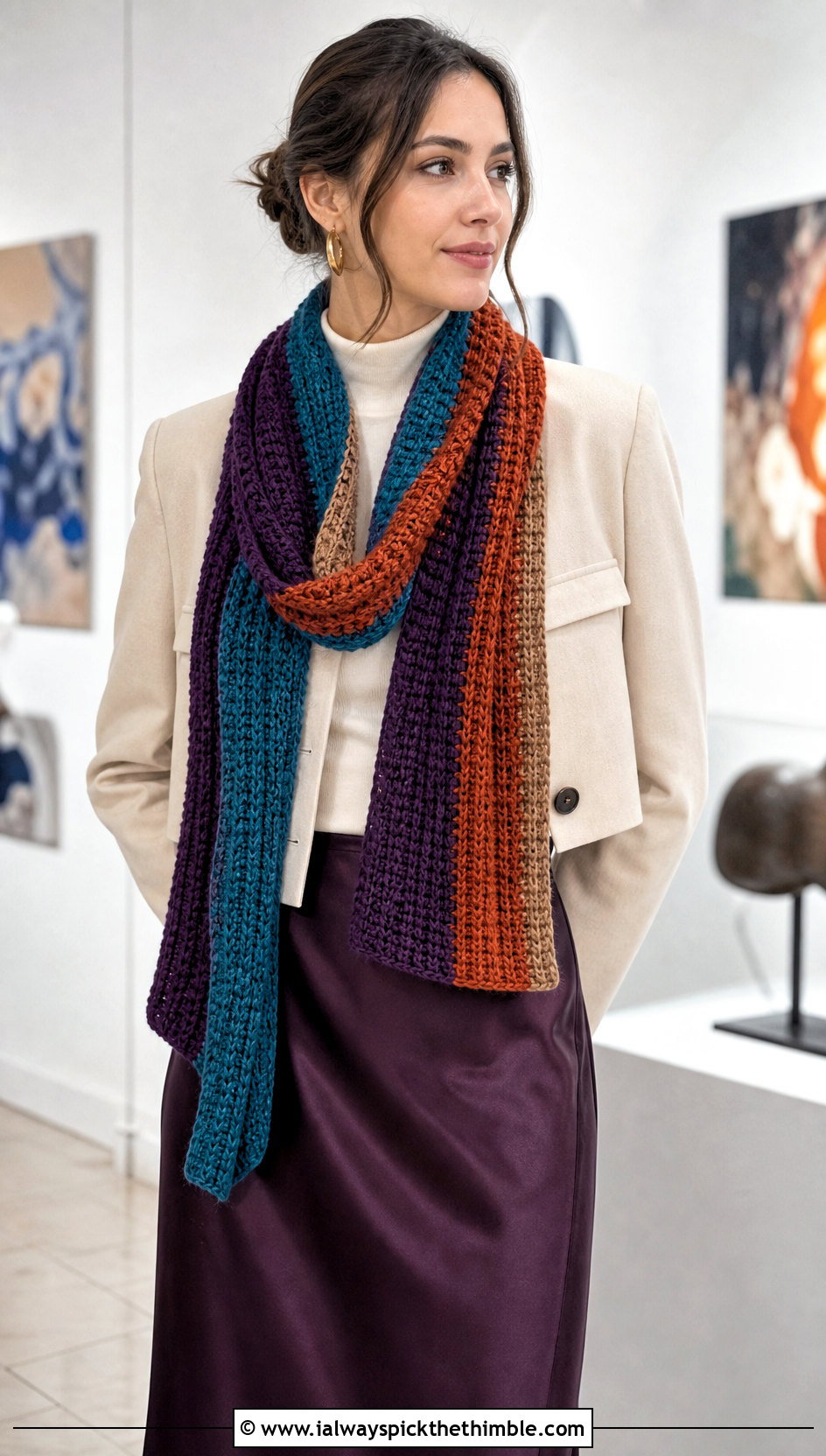 Split Single Crochet Doctor Who Scarf With Maxi Skirt - 20 Doctor Who Crochet Scarf outfit ideas