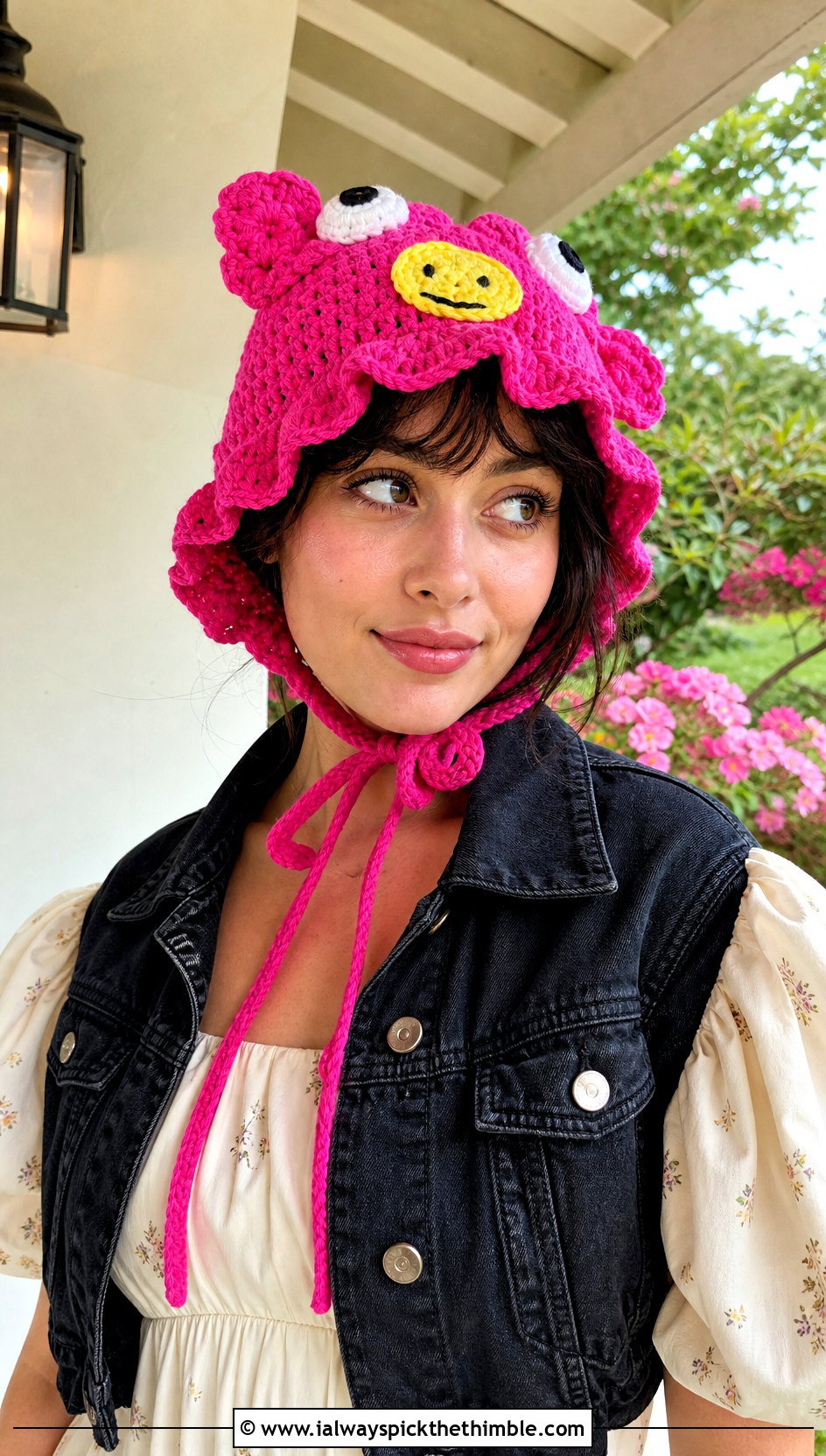 SpongeBob Crochet Bonnet With Prairie Dress And Ankle Boots - 15 spongebob crochet hat outfit ideas