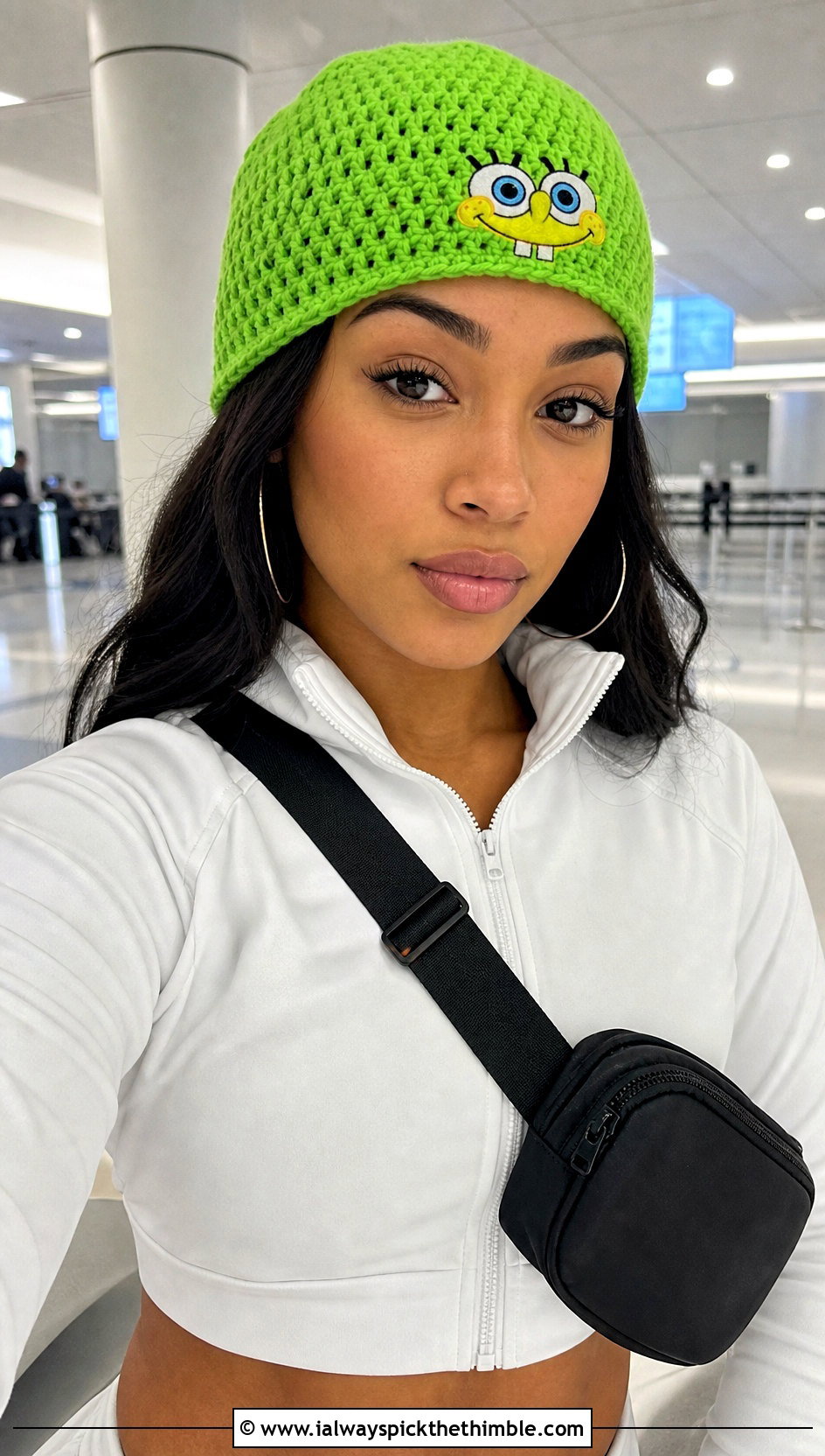 SpongeBob Crochet Skull Cap With Track Pants And Zip Jacket - 15 spongebob crochet hat outfit ideas