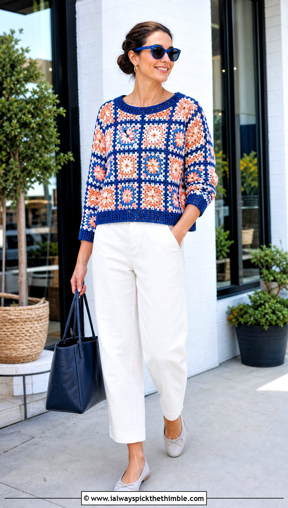 Sport Weight Colorwork Crochet Sweater With White Barrel Jeans - 20 Sport Weight Crochet Sweater outfit ideas
