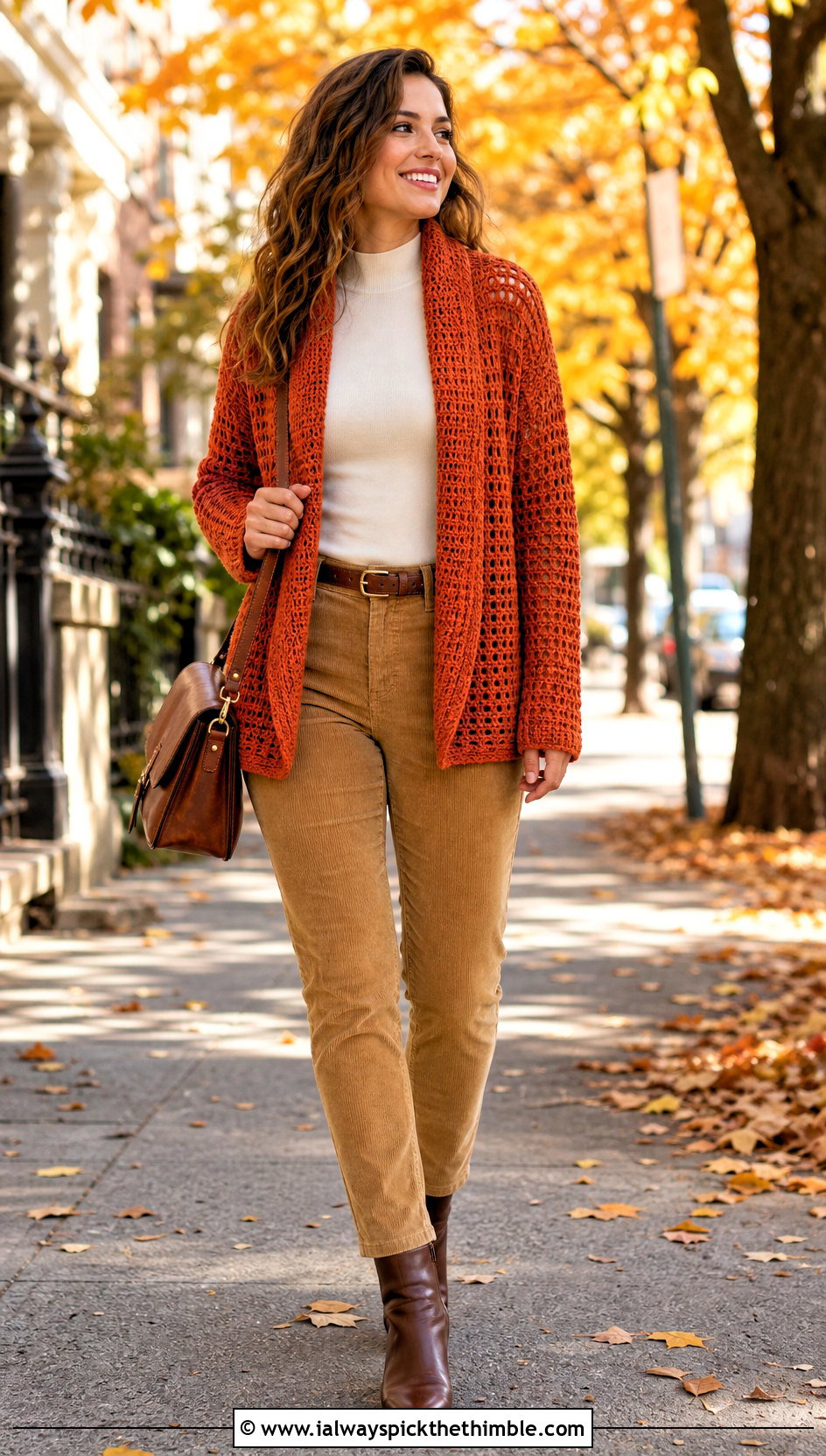 Sport Weight Shawl Collar Crochet Cardigan With Corduroy Pants - 15 Sport Weight Crochet Cardigan outfit ideas