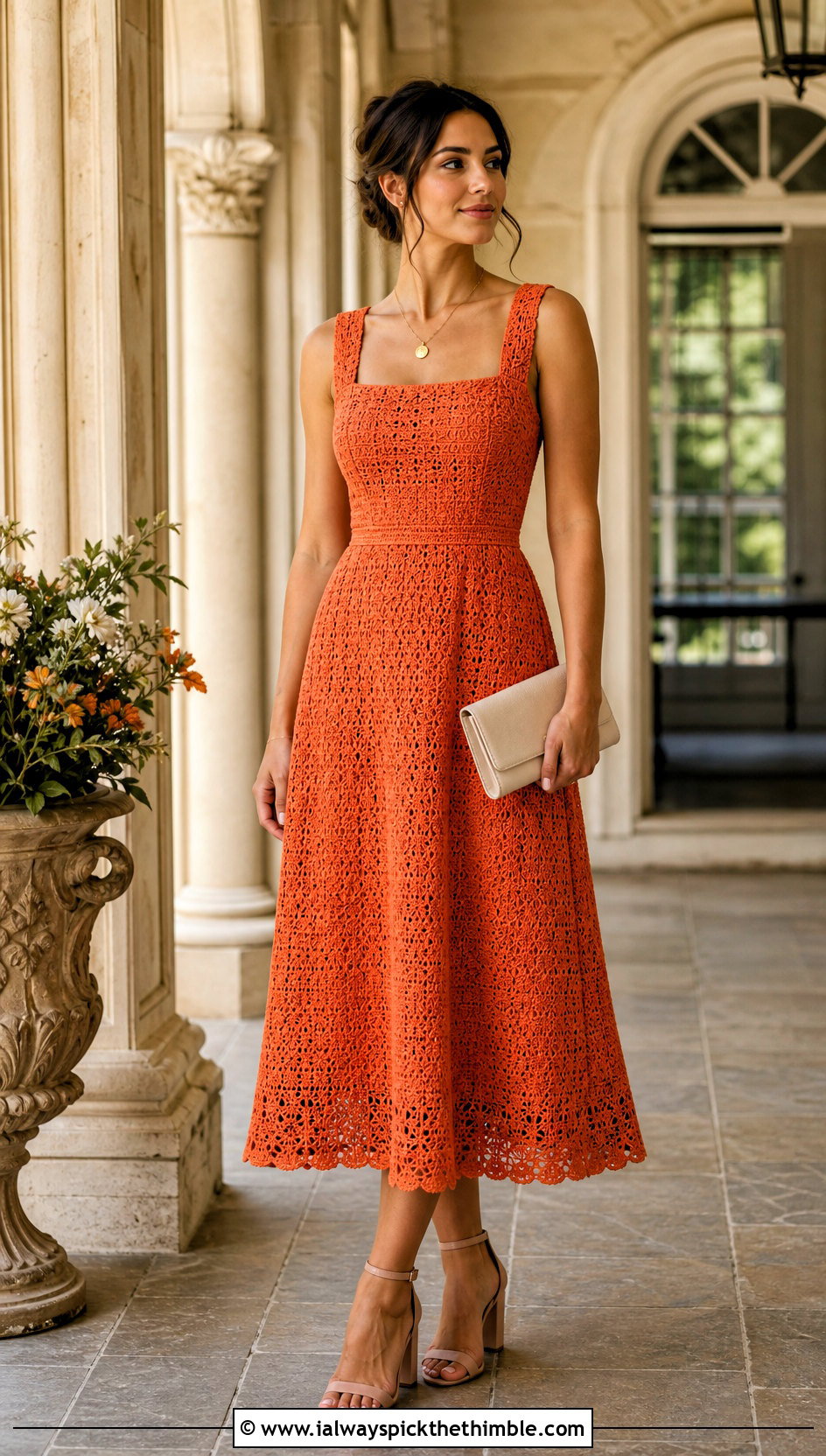 Square Neck Crochet A Line Bridesmaid Dress - 20 Crochet Bridesmaid Dress outfit ideas