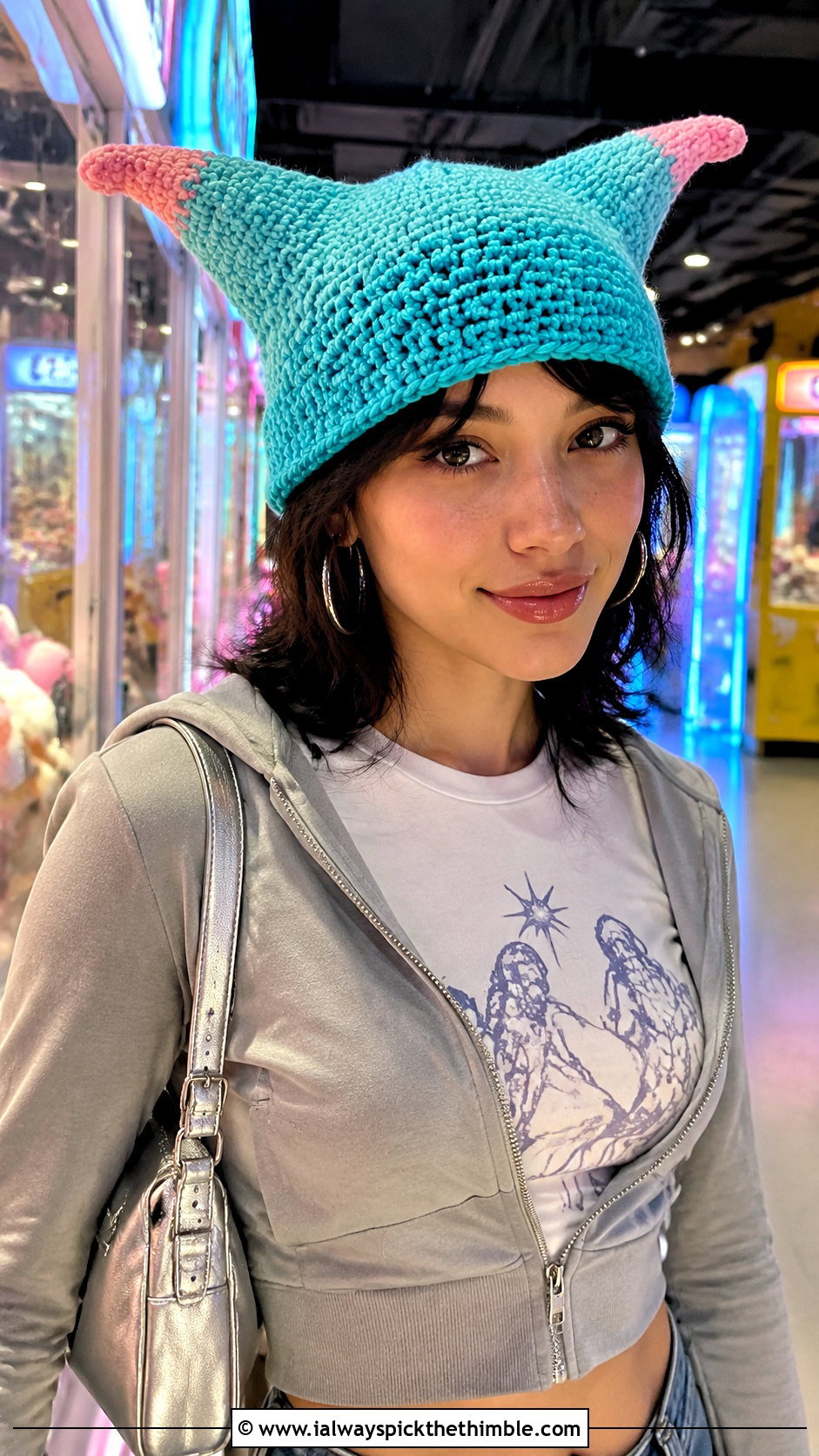Square Top Crochet Jester Hat With Graphic Tee - 25 crochet jester hat outfit ideas