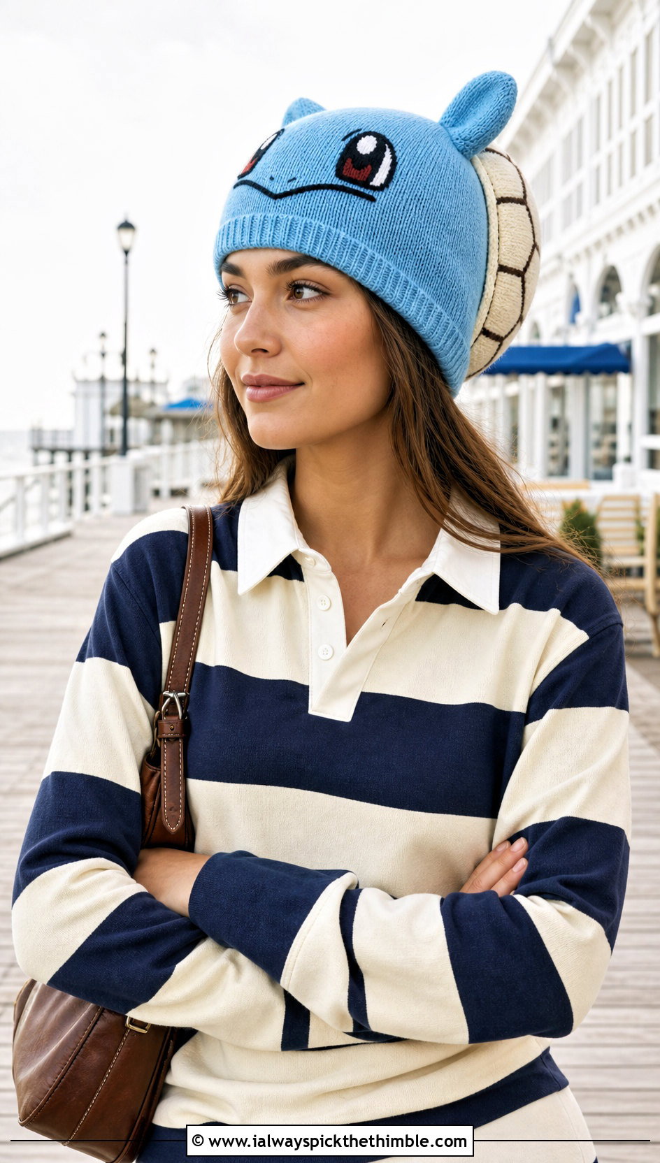 Squirtle Shell Beanie With Rugby Shirt - 20 crochet pokemon beanie outfit ideas