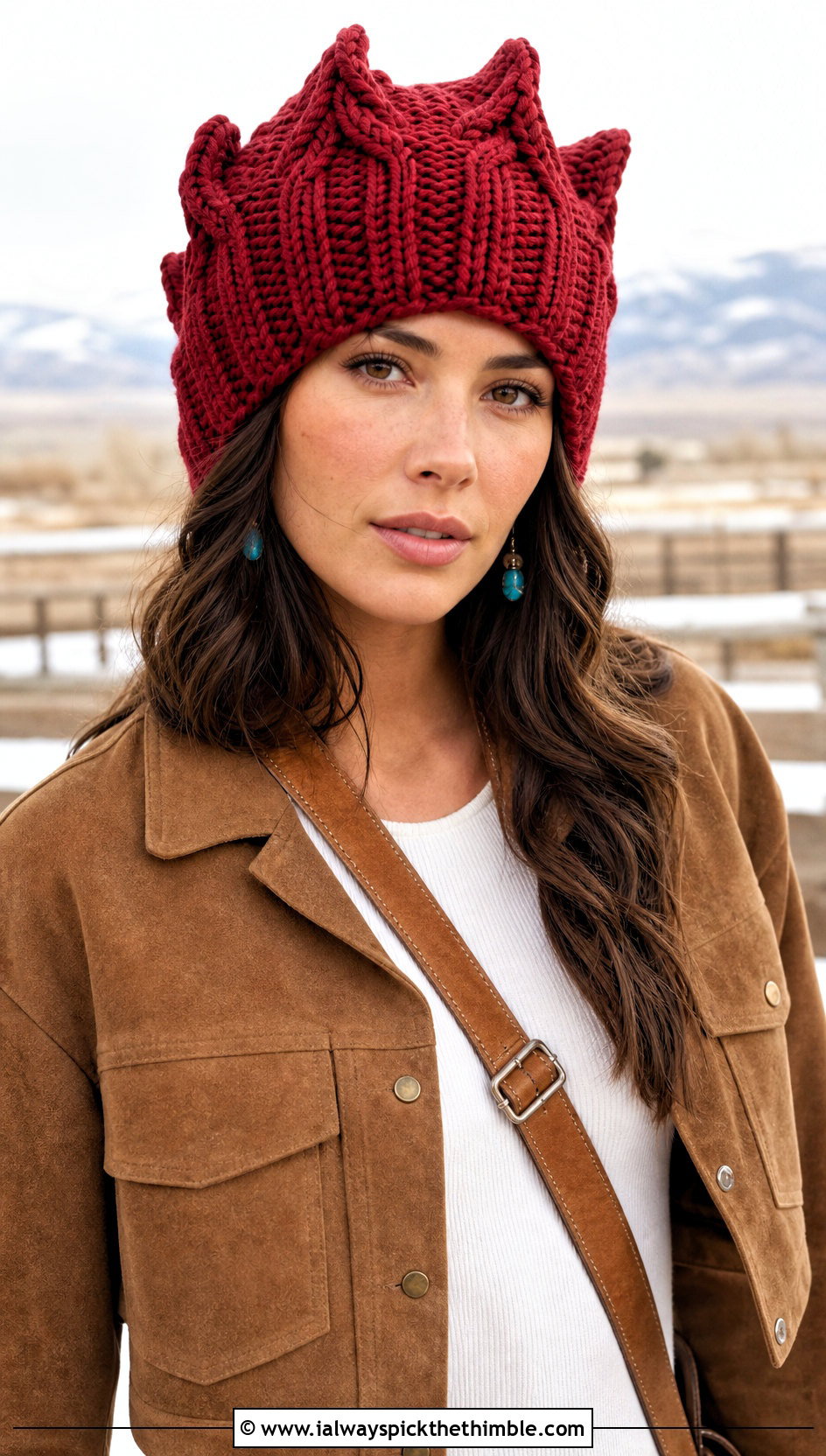 Staghorn Cable Hat With Western Jacket - 20 Crochet Cable Stitch Hat outfit ideas
