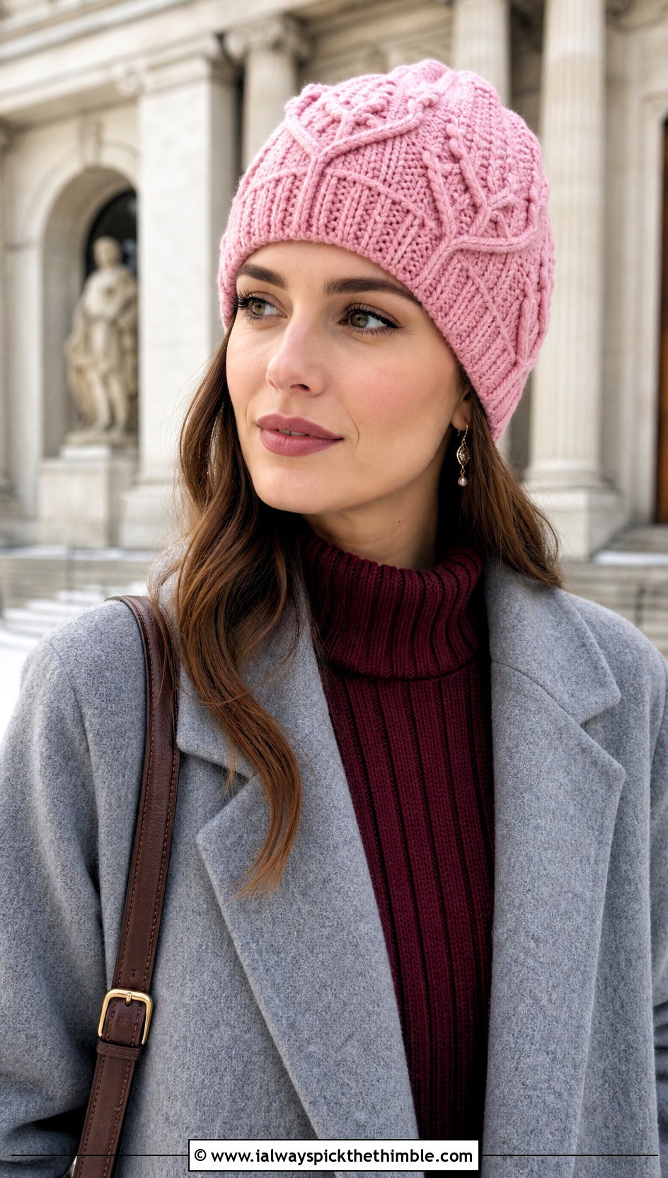 Staghorn Cable Stitch Beanie With Sweater Dress - 20 Crochet Cable Stitch Beanie outfit ideas