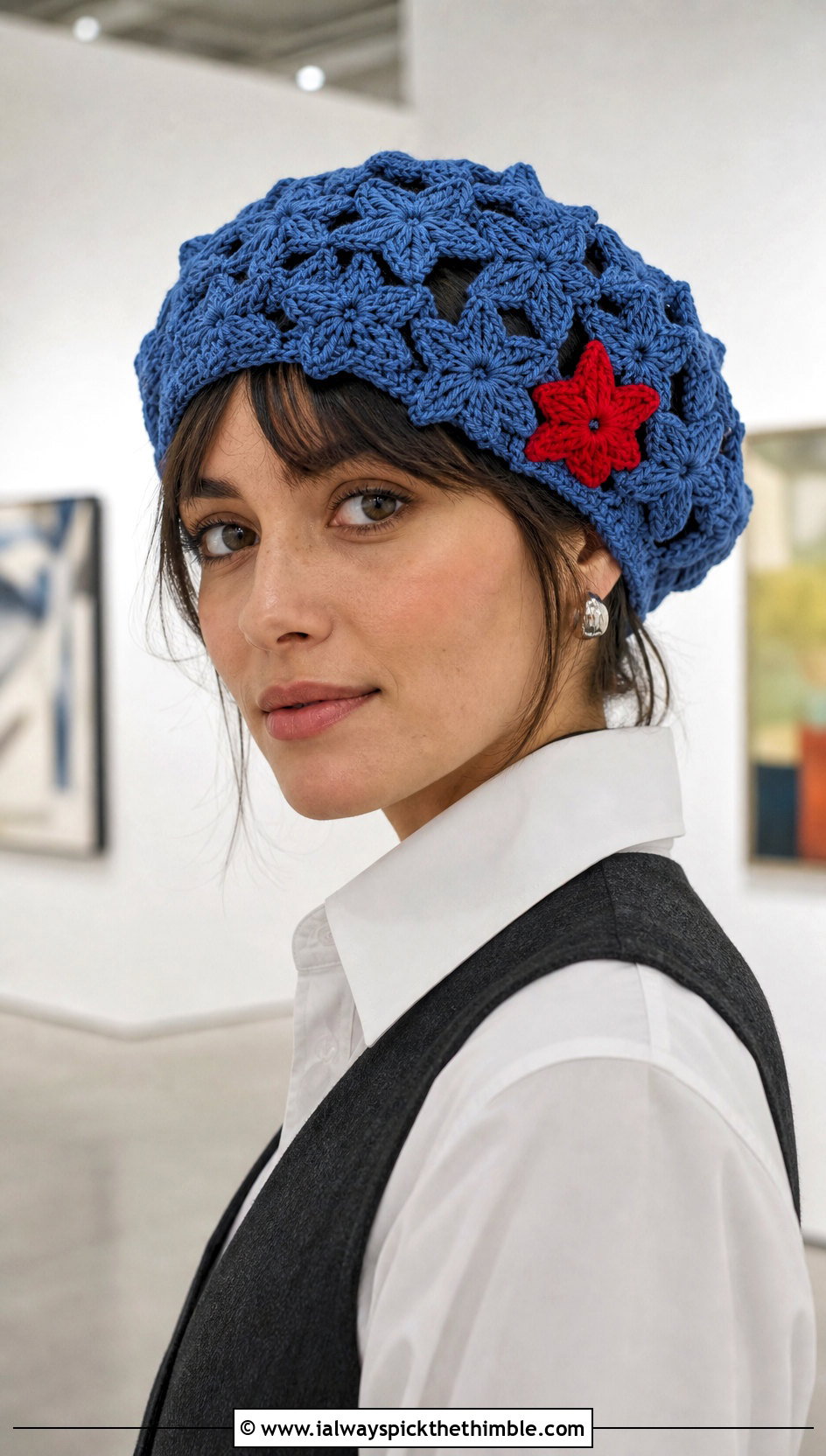 Star Beret Beanie With Shirt And Trousers - 25 crochet star beanie outfit ideas