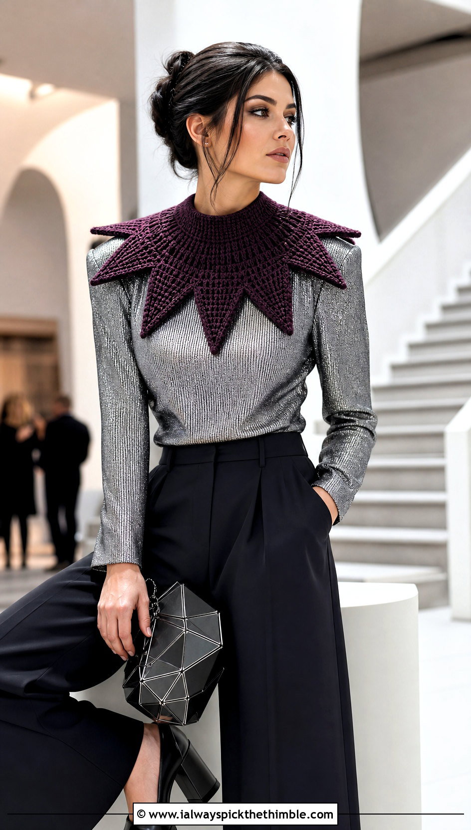 Star Point Clown Crochet Ruffle Collar With Metallic Top - 20 Clown Crochet Ruffle Collar outfit ideas
