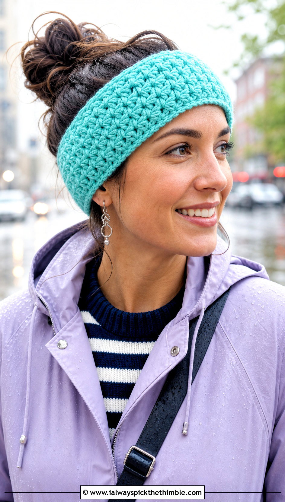 Star Stitch Crochet Earwarmer With Raincoat - 25 crochet earwarmer outfit ideas