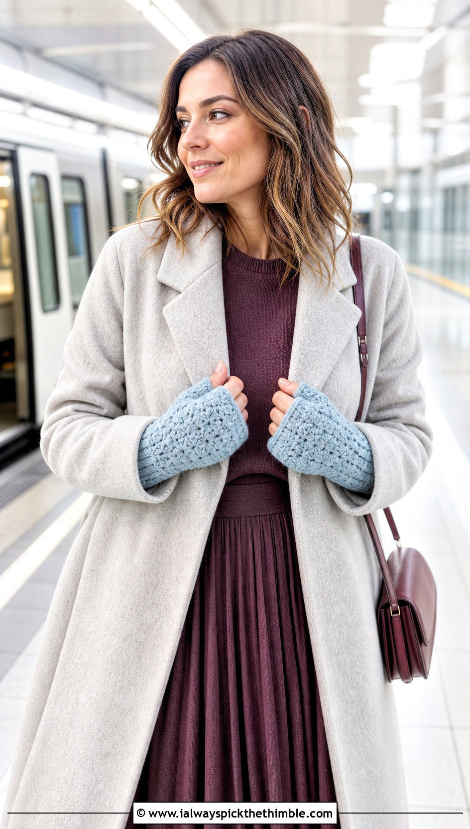 Star Stitch Crochet Fingerless Gloves With Matching Knit Set - 20 Diy Crochet Fingerless Gloves outfit ideas