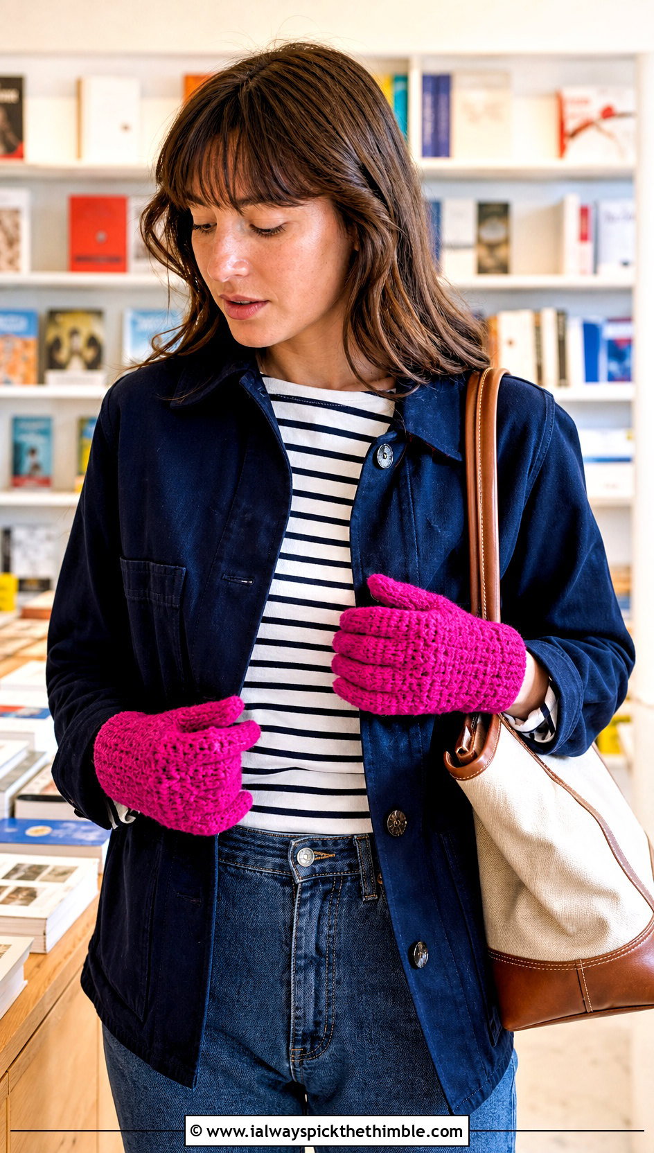 Star Stitch Crochet Gloves With Chore Jacket - 20 aesthetic crochet gloves outfit ideas