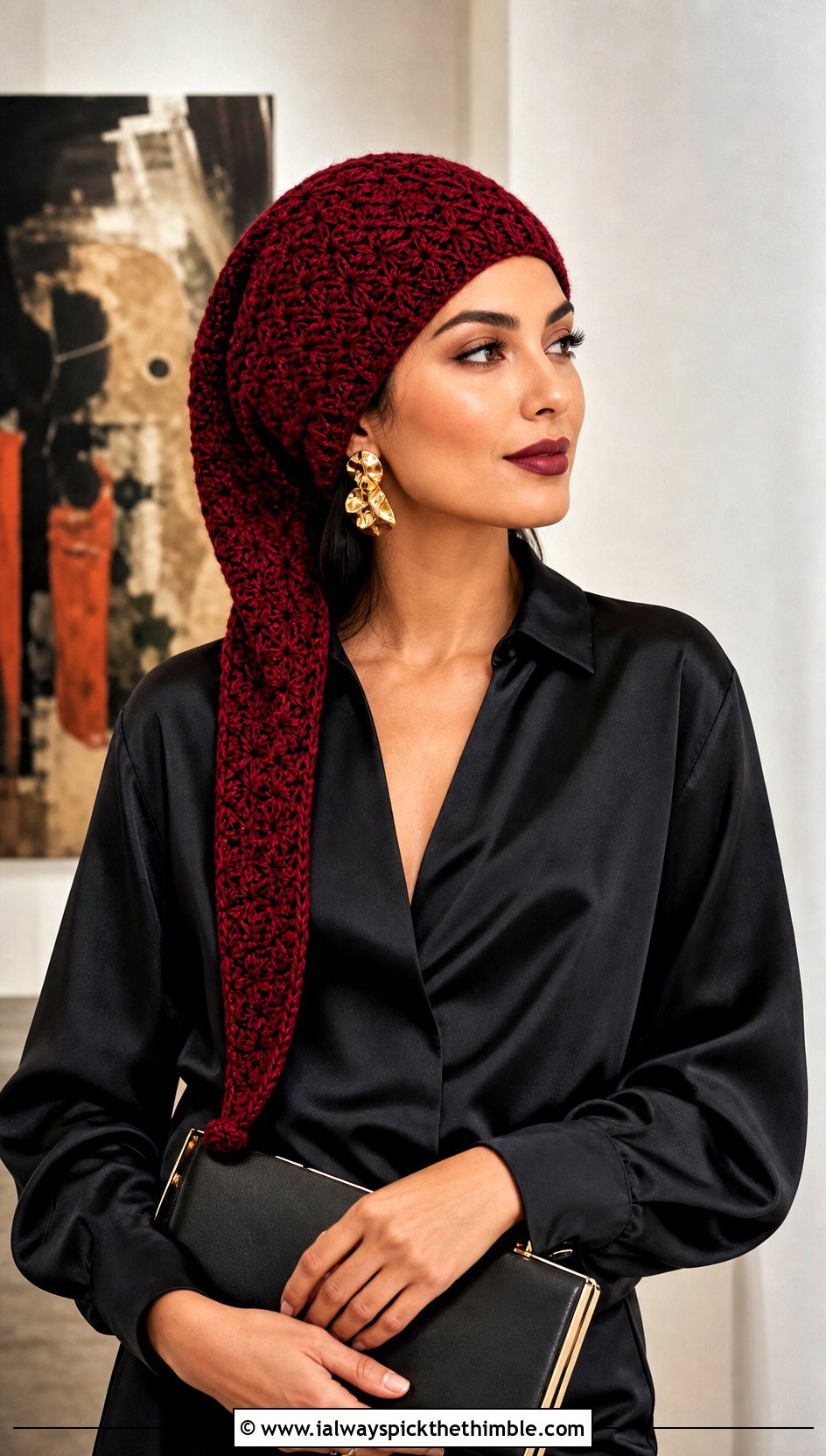 Star Stitch Crochet Long Stocking Cap With Evening Separates - 20 Crochet Long Stocking Cap outfit ideas