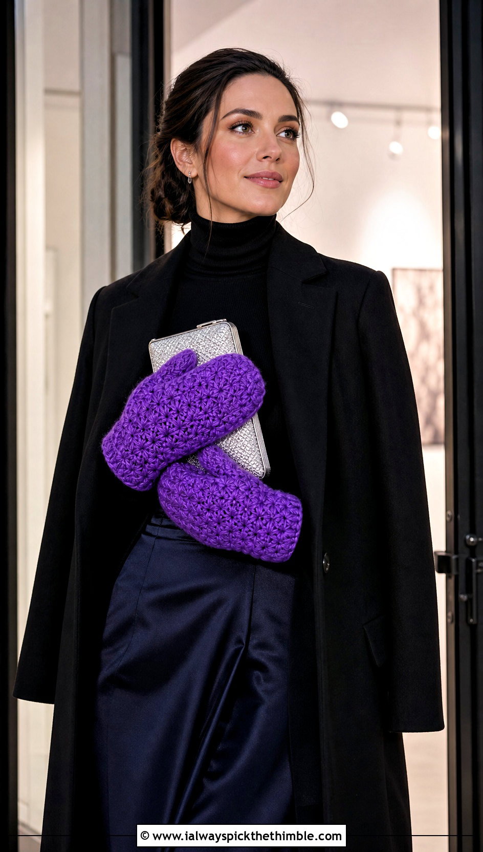 Star Stitch Crochet Mittens With Satin Skirt - 25 easy crochet mittens outfit ideas