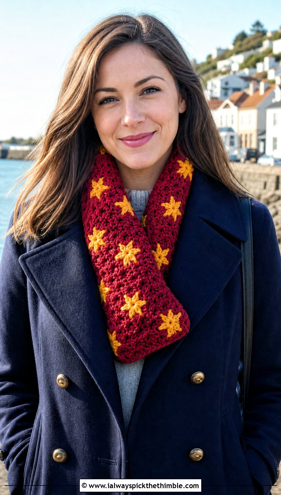 Star Stitch Gryffindor Crochet Scarf With Peacoat - 20 gryffindor crochet scarf outfit ideas