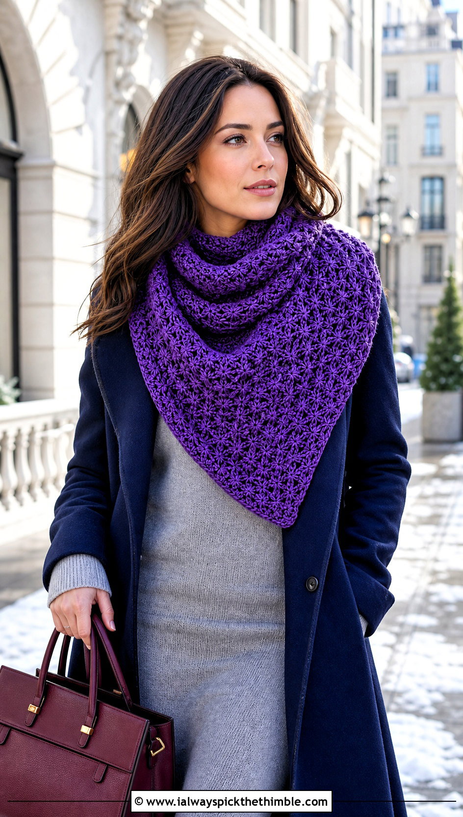 Star Stitch Sampler Scarf With Sweater Dress - 20 Crochet Stitch Sampler Scarf outfit ideas