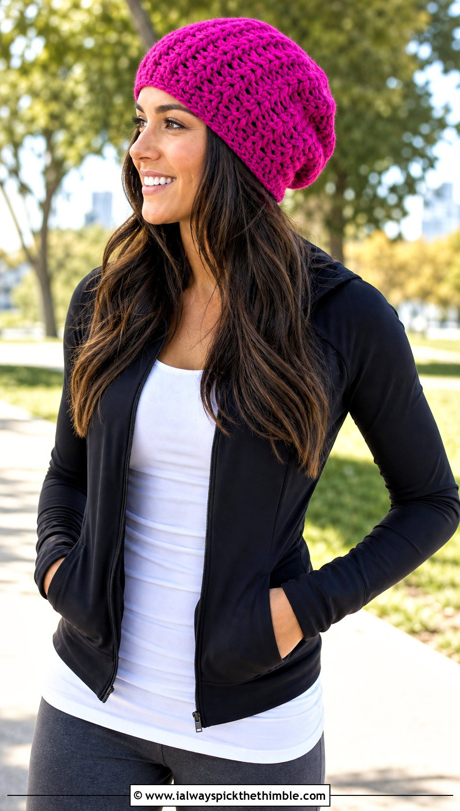 Star Stitch Slouch Crochet Beanie With Athleisure - 20 slouch crochet beanie outfit ideas
