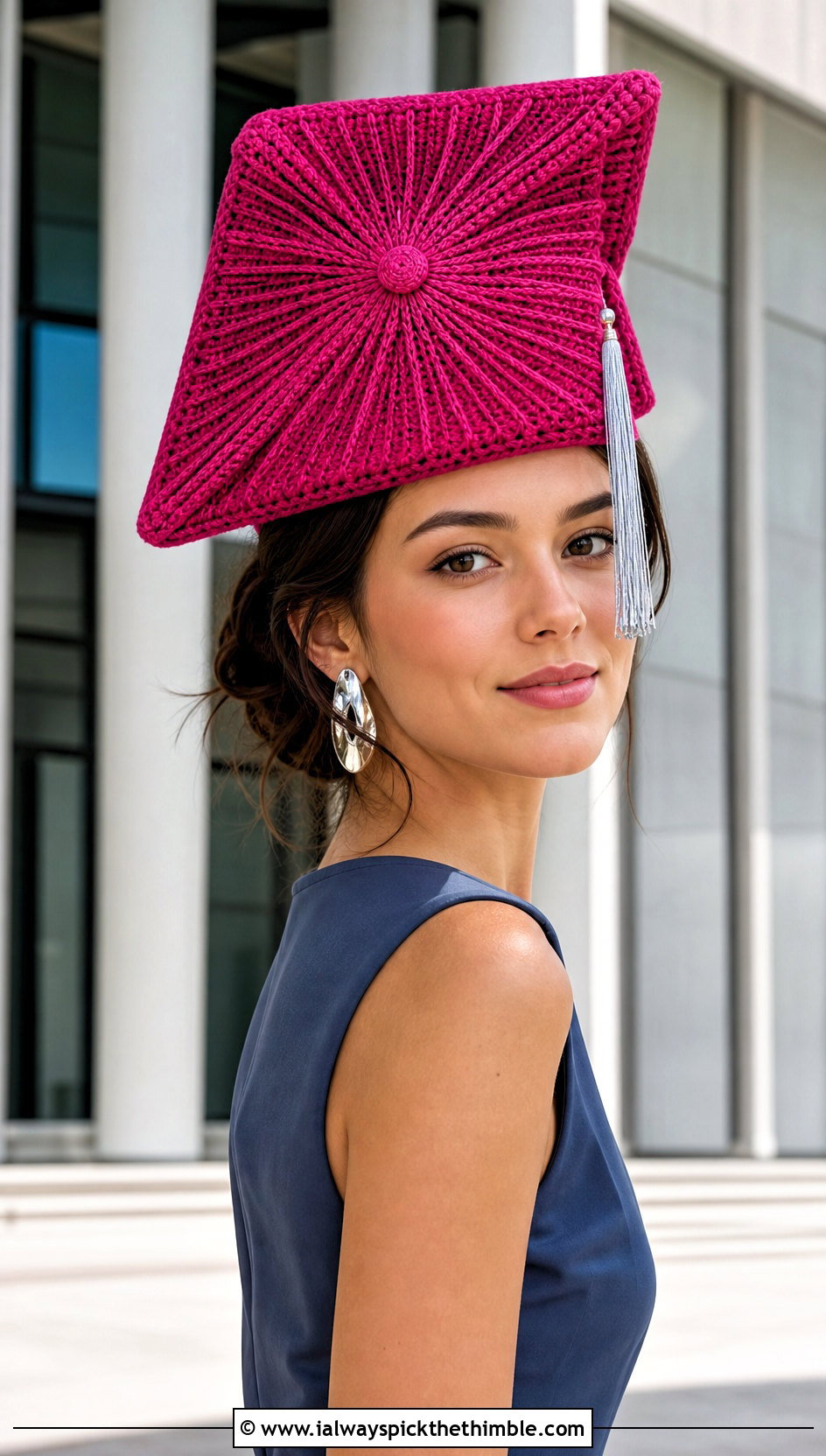 Starburst Crochet Graduation Cap With Column Dress - 25 crochet graduation cap outfit ideas