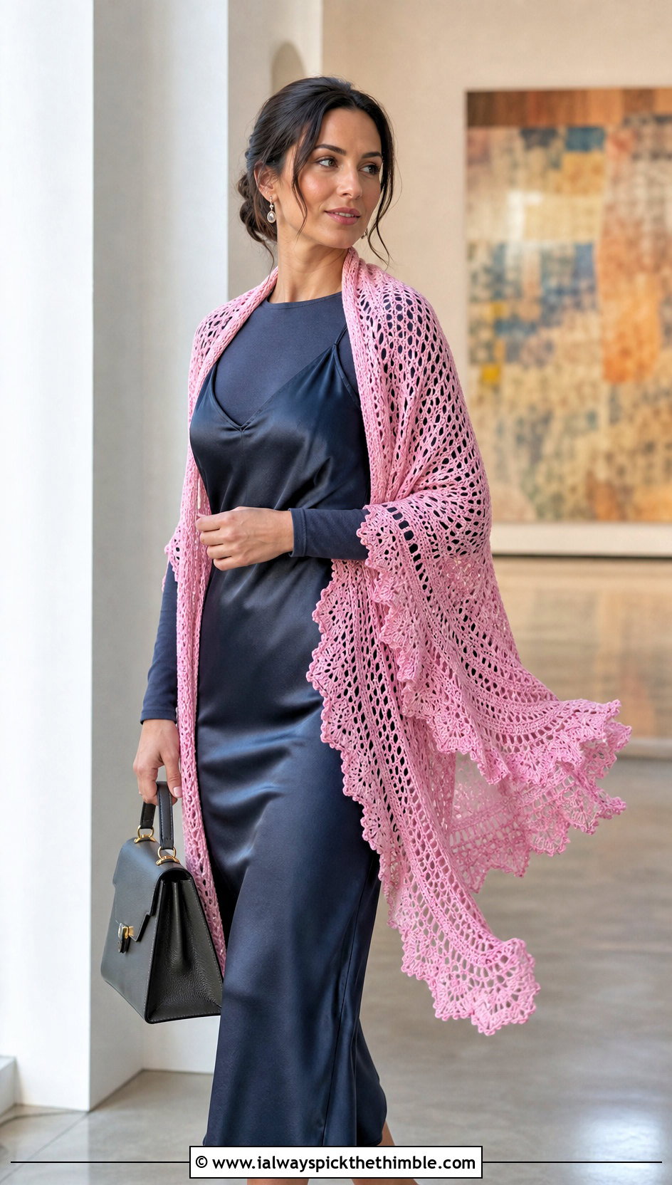 Starlight Stroll Crochet Shawl With Slip Dress - 15 kristin omdahl crochet shawl outfit ideas
