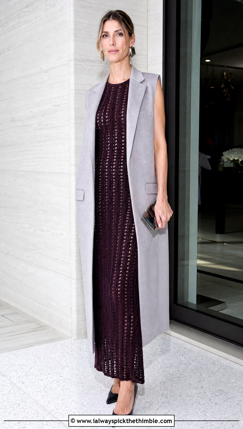Stella McCartney Crochet Column Dress With Tailored Vest - 15 Stella Mccartney Crochet Dress outfit ideas