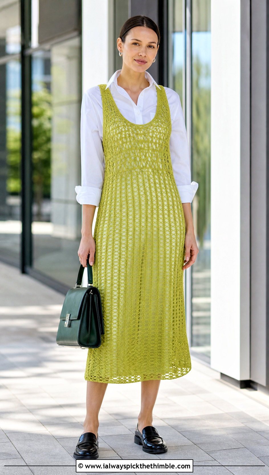 Stella McCartney Sleeveless Crochet Midi Dress With White Shirt - 15 Stella Mccartney Crochet Dress outfit ideas