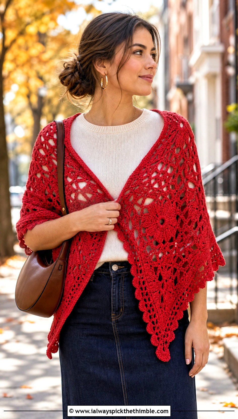 Stellaluna Crochet Shawl With Denim Skirt - 15 kristin omdahl crochet shawl outfit ideas