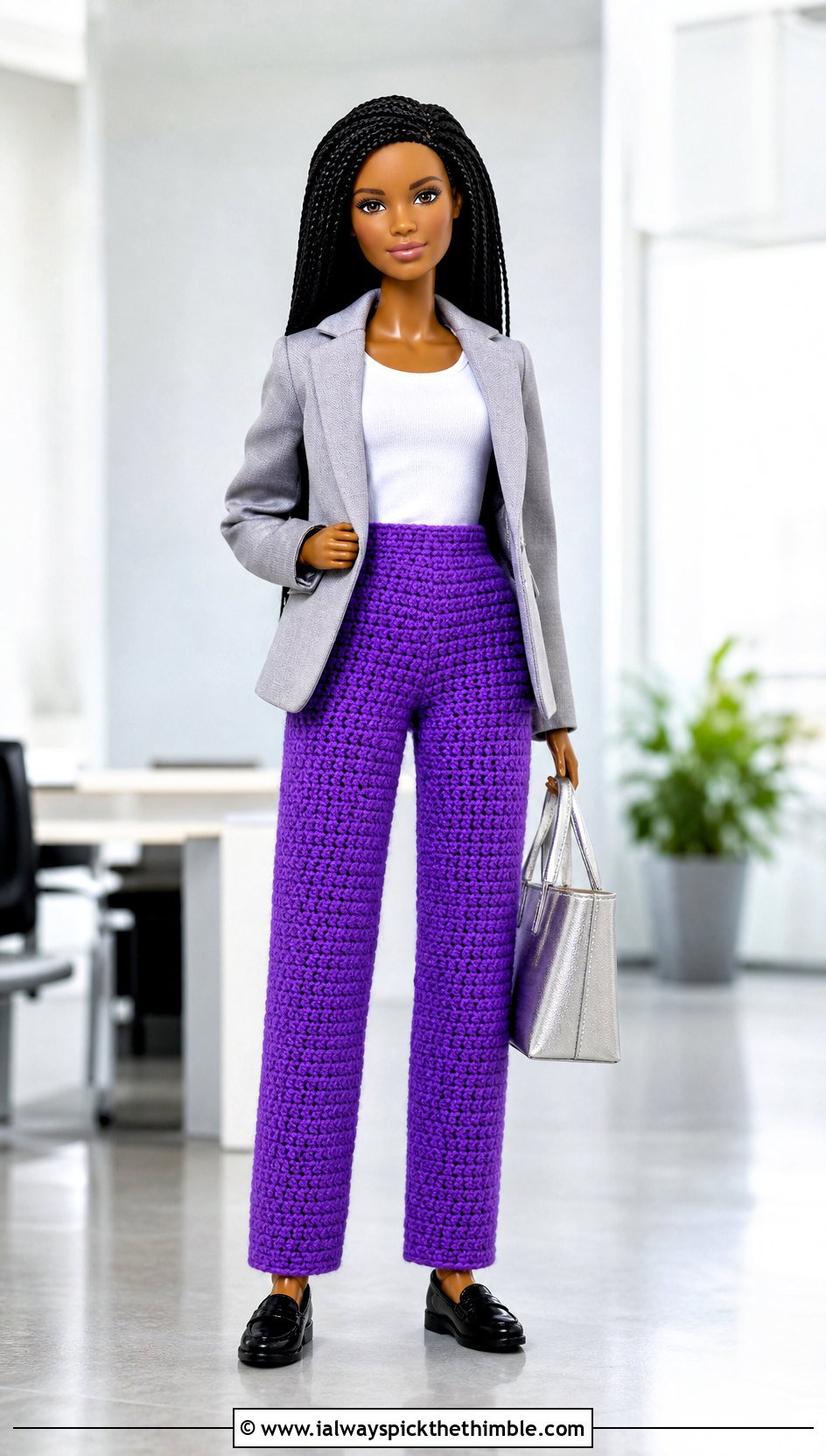 Straight Leg Crochet Doll Pants With Tailored Blazer - 20 Crochet Pants For Dolls outfit ideas