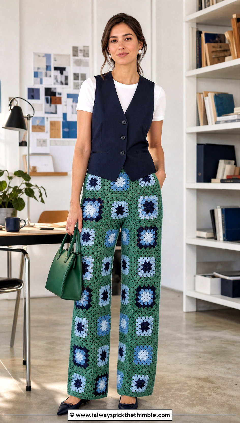 Straight Leg Granny Square Trousers With Vest Top - 25 granny square trousers outfit ideas