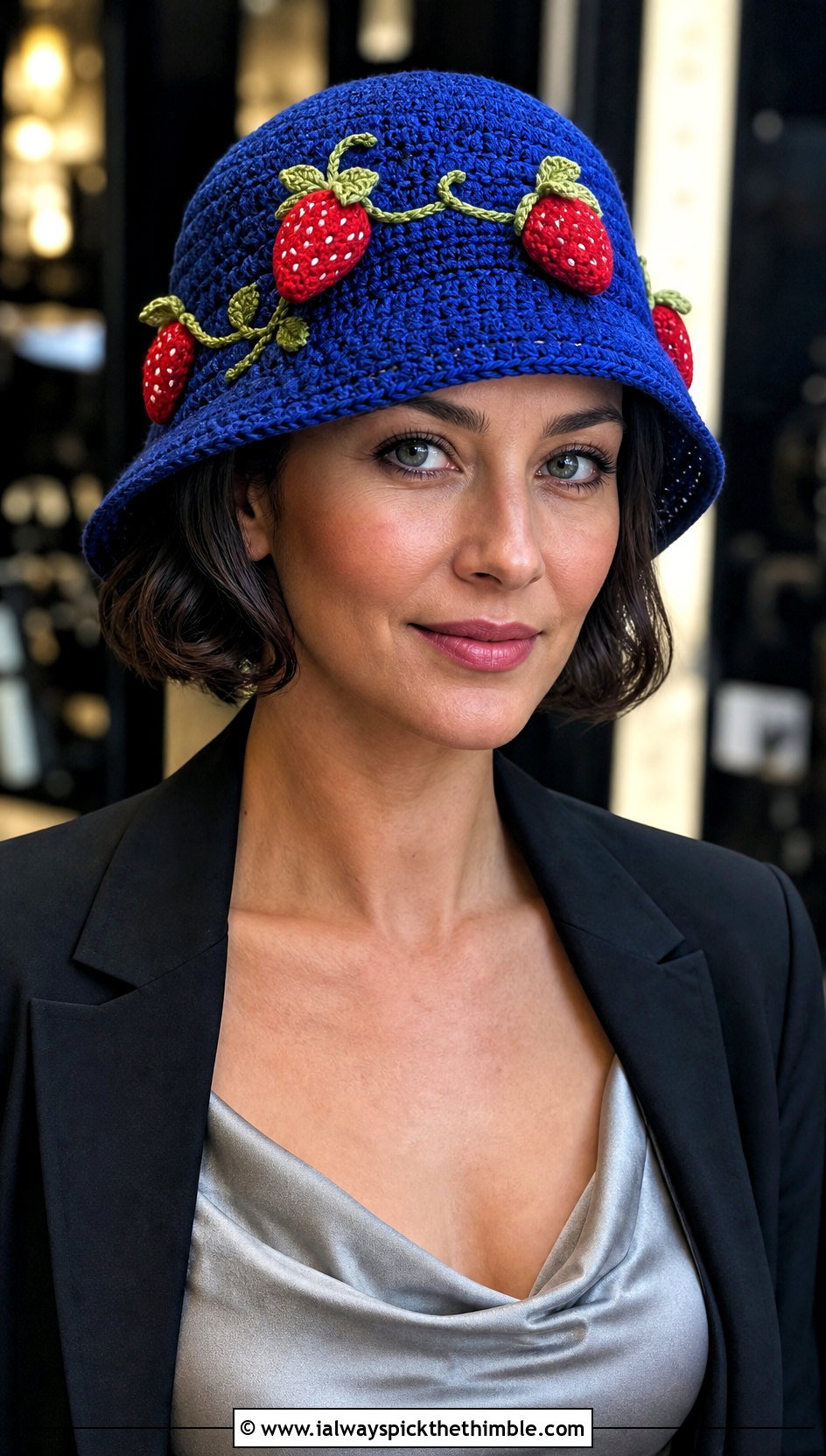 Strawberry Crochet Cloche Hat With Satin Slip Dress - 20 strawberry crochet hat outfit ideas
