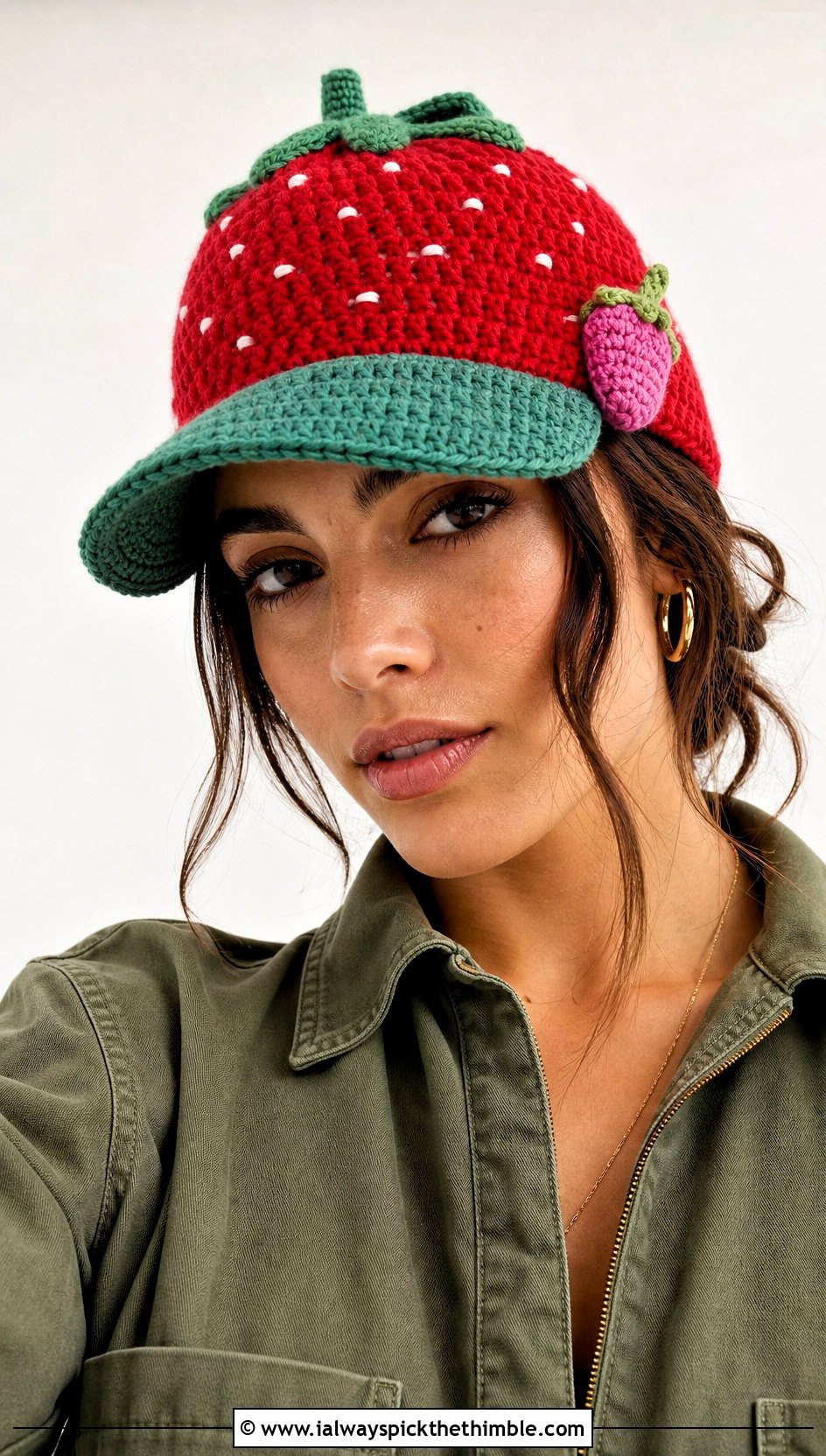 Strawberry Patch Crochet Cap With Utility Jumpsuit - 20 Strawberry Shortcake Crochet Hat outfit ideas