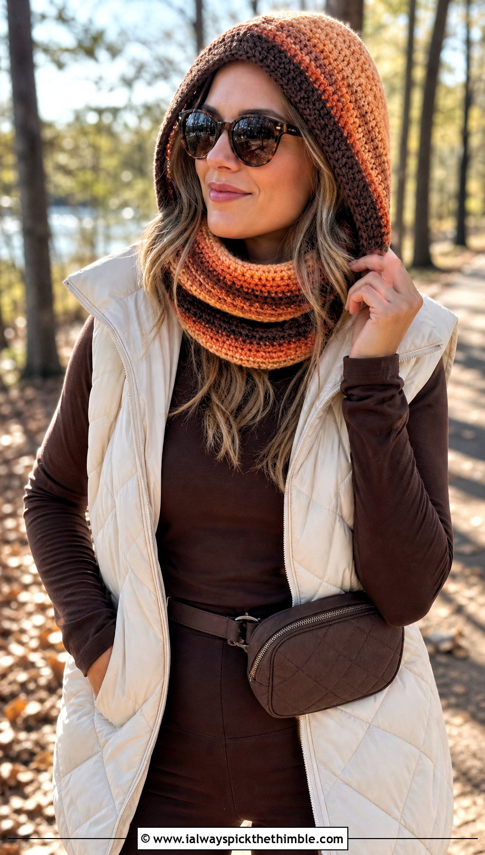 Striped Convertible Crochet Balaclava With Quilted Vest - 15 Striped Crochet Balaclava outfit ideas