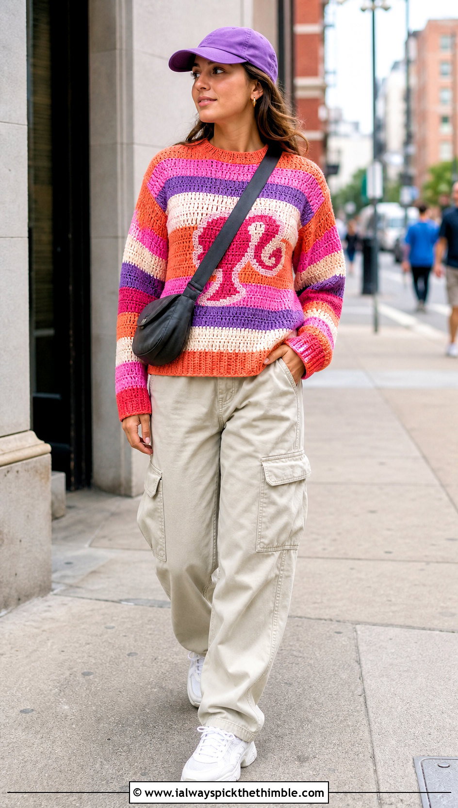 Striped Crochet Barbie Sweater With Cargo Pants - 20 crochet barbie sweater outfit ideas