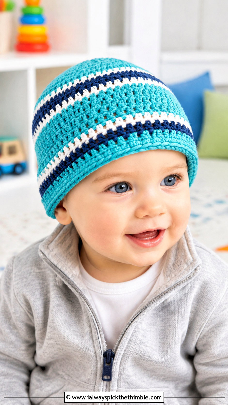 Striped Crochet Beanie With Jogger Set - 15 12 month old crochet hat outfit ideas